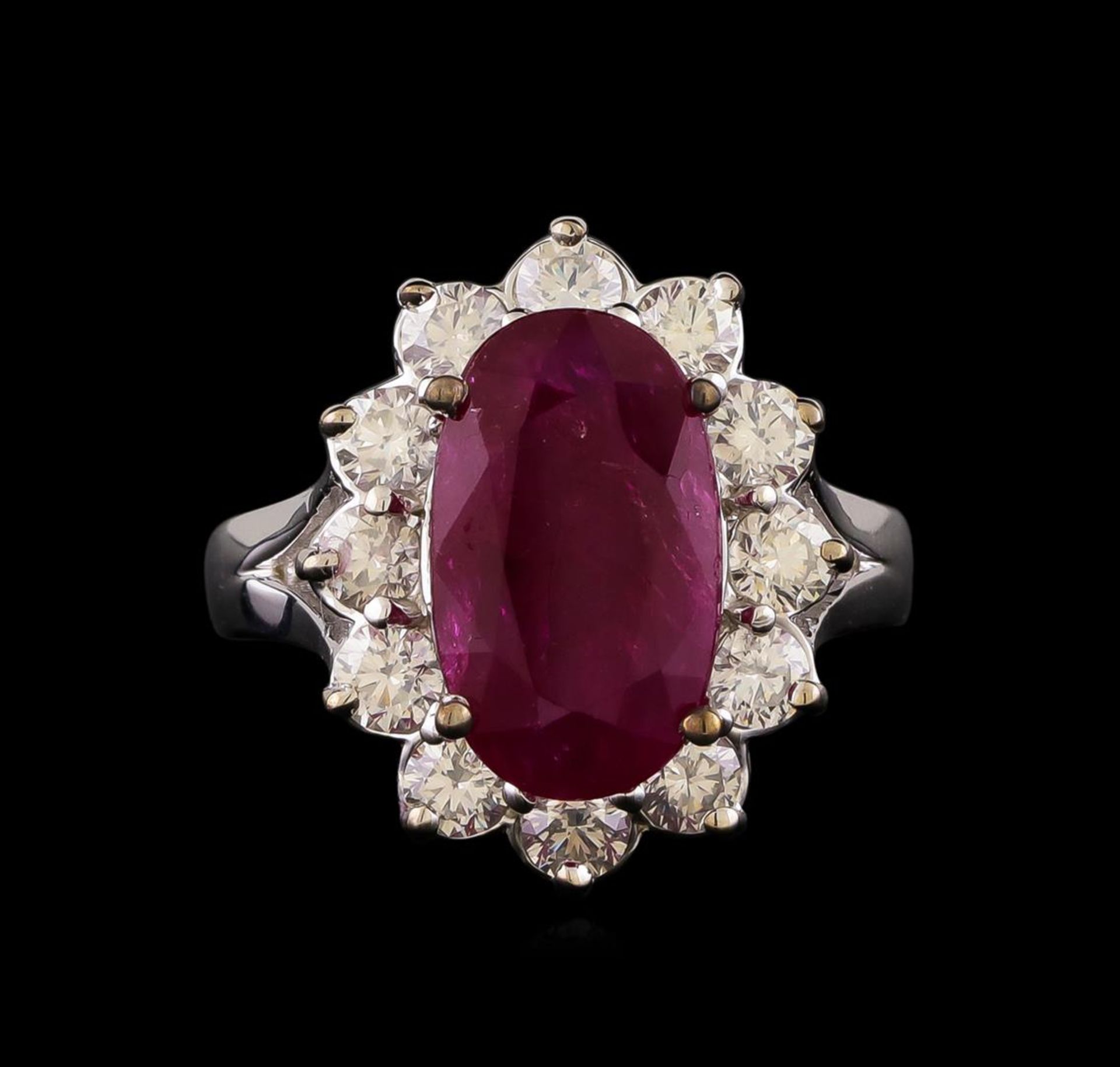GIA Cert 4.09 ctw Ruby and Diamond Ring - 14KT White Gold - Image 2 of 6
