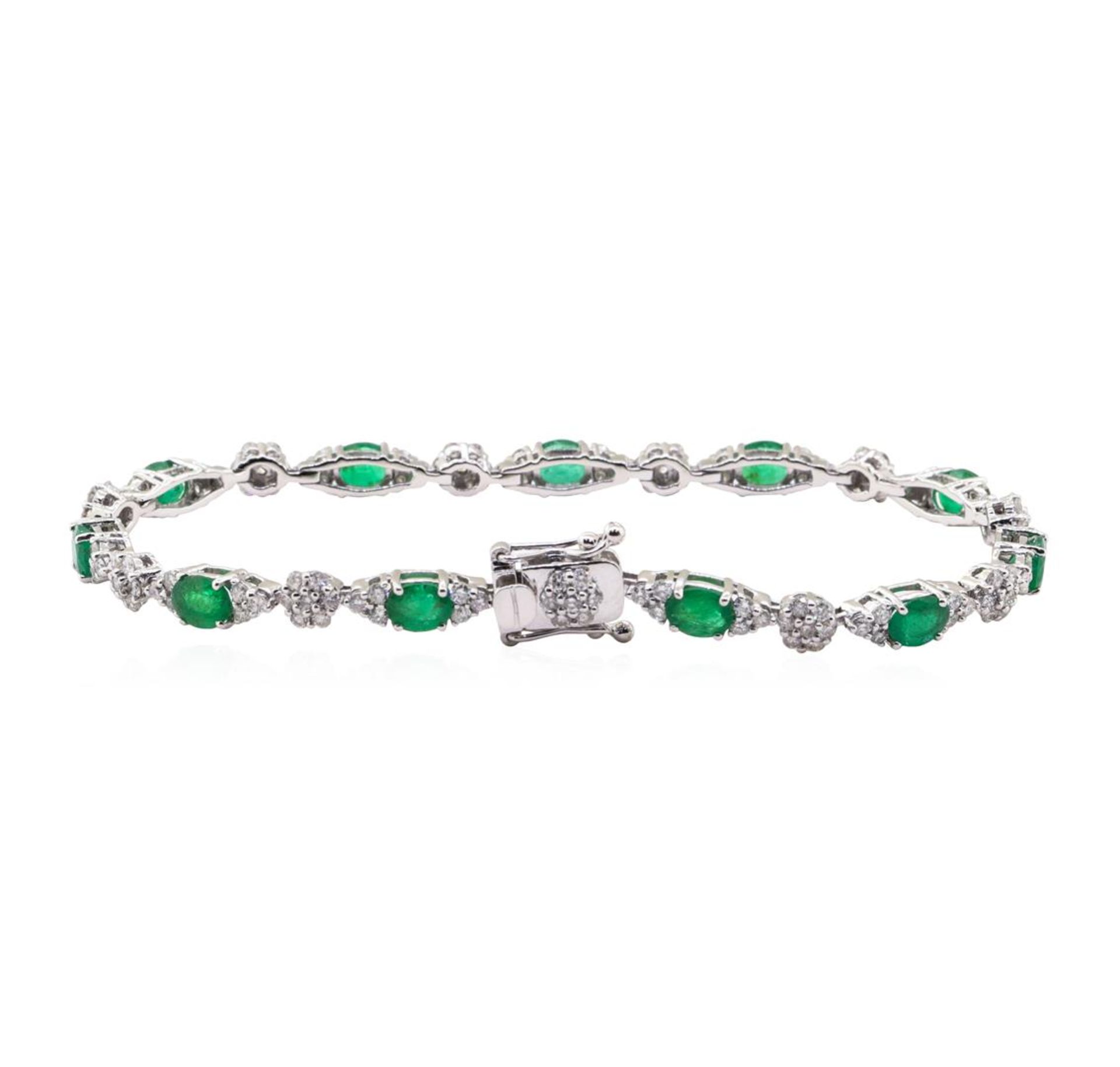 3.58ctw Emerald and Diamond Bracelet - 14KT White Gold - Image 2 of 4