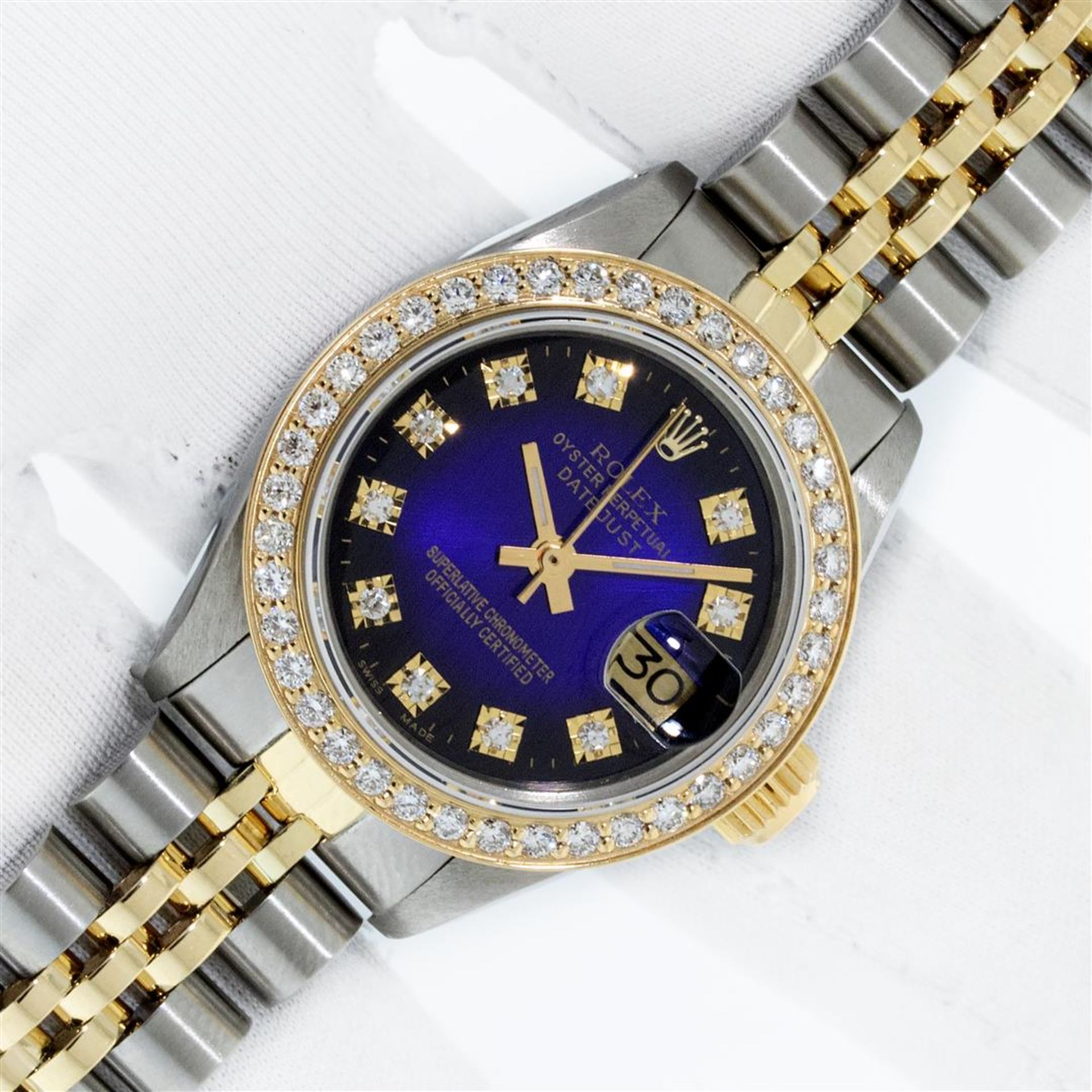 Rolex Ladies 2 Tone Blue Vignette VS Diamond Oyster Perpetual Datejust Wristwatc - Image 2 of 9