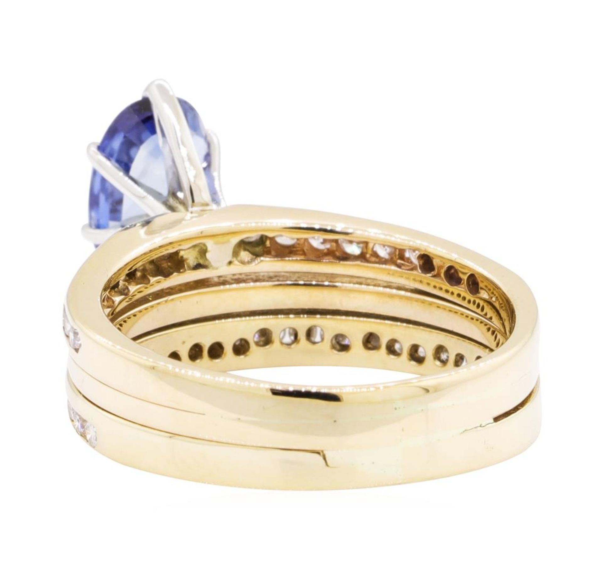 1.31ct Sapphire and Diamond Wedding Set - 14KT Yellow Gold - Image 3 of 4