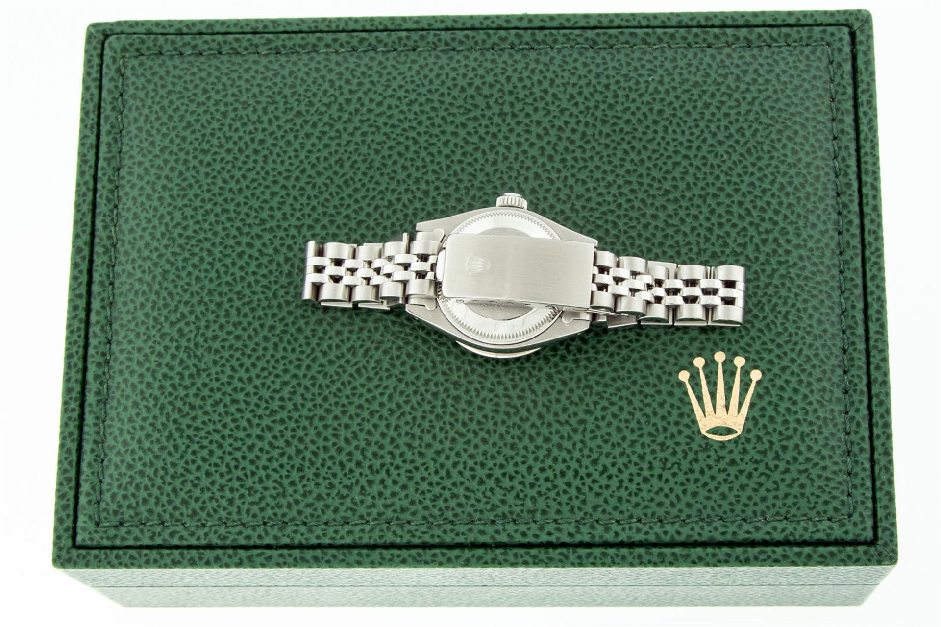 Rolex Ladies Stainless Steel Mother Of Pearl Diamond Emerald 26MM Datejust Wrist - Image 9 of 9
