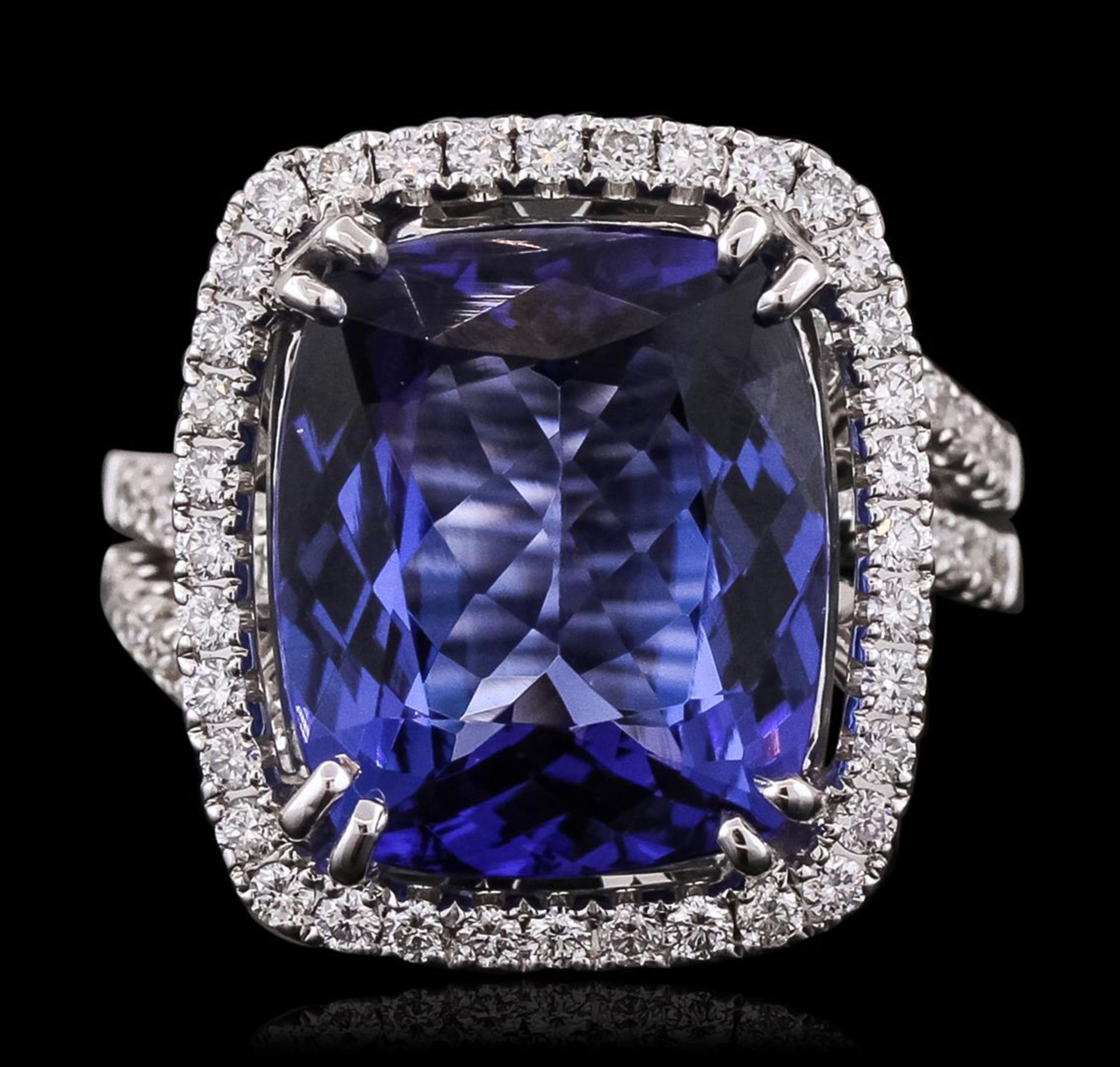 18KT White Gold GIA Certified 10.65 ctw Tanzanite and Diamond Ring - Image 2 of 3