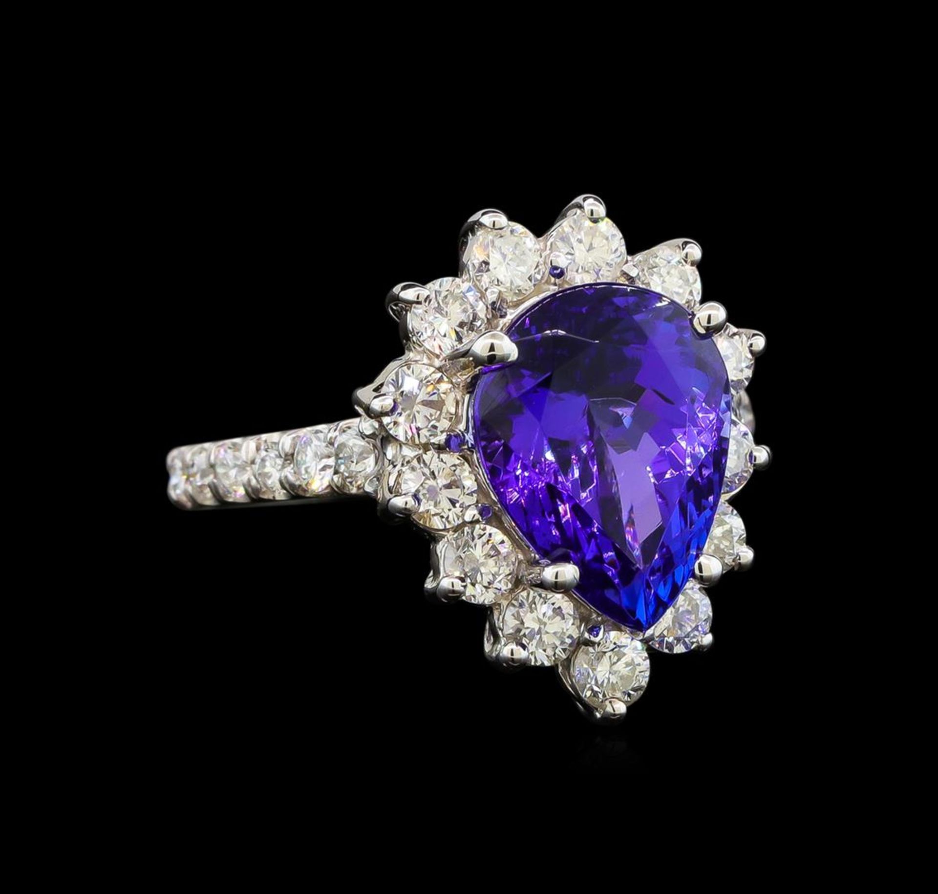 14KT White Gold 4.48 ctw Tanzanite and Diamond Ring