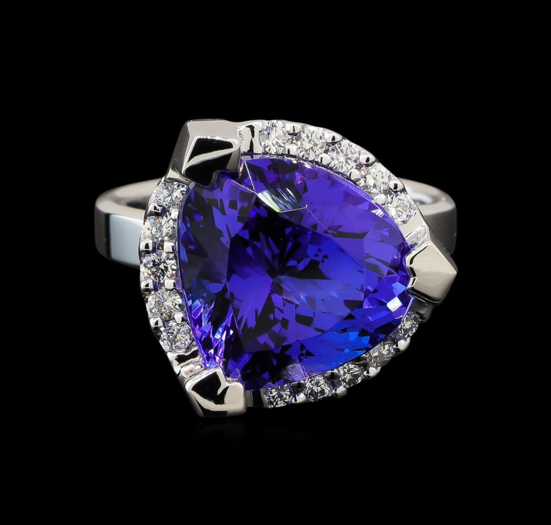 GIA Cert 8.52 ctw Tanzanite and Diamond Ring - 14KT White Gold - Image 2 of 6