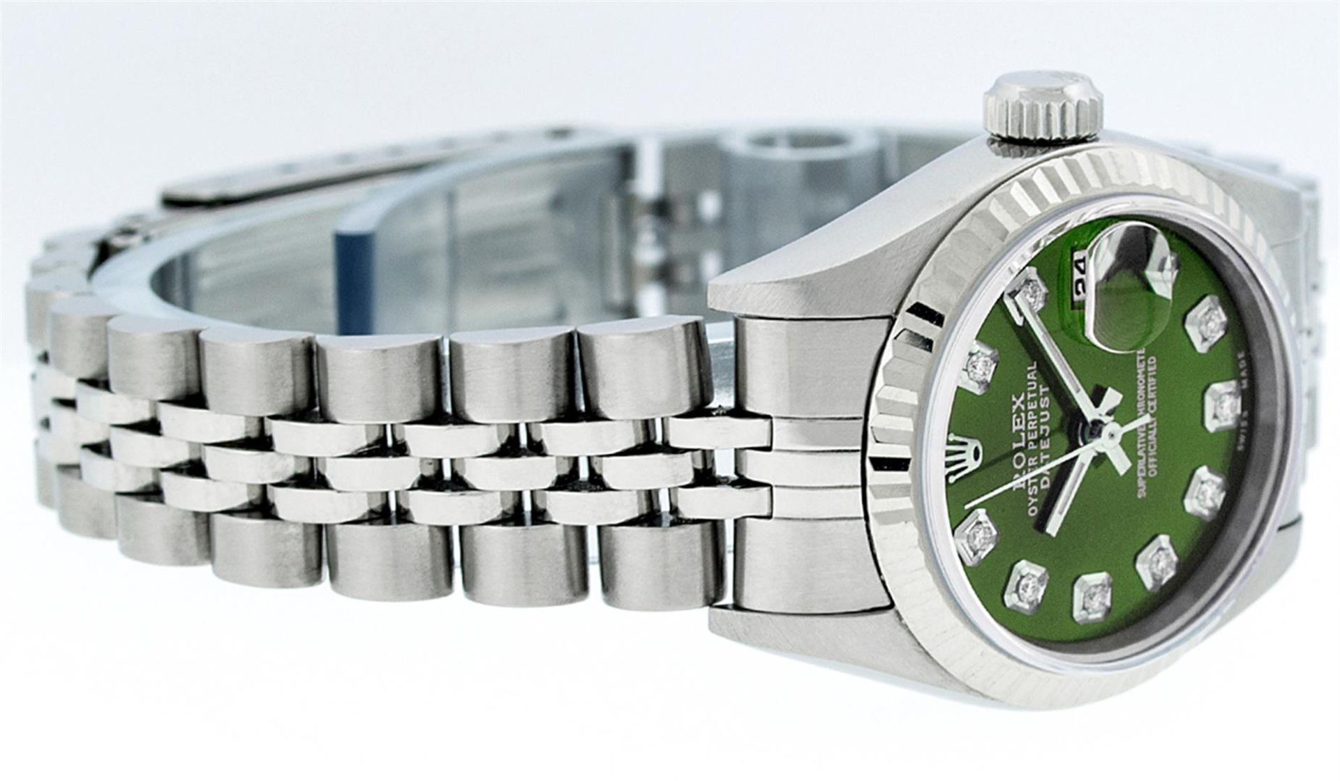 Rolex Ladies Stainless Steel Green Diamond Quickset Oyster Perpetual Datejust Wr - Image 4 of 9