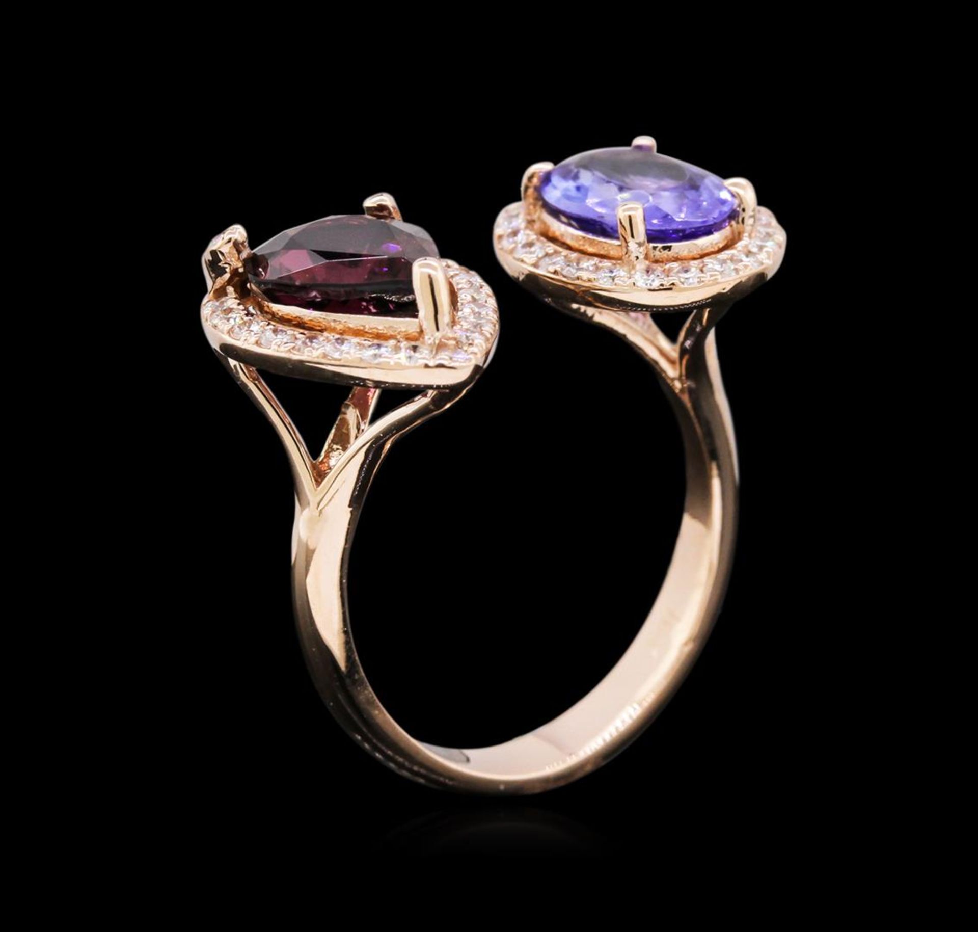 1.67 ctw Pink Tourmaline, Tanzanite and Diamond Ring - 14KT White Gold - Image 3 of 3