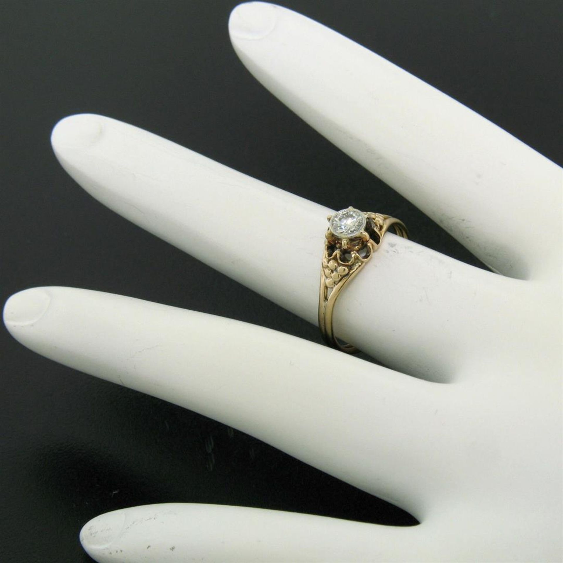 Antique 14kt Yellow and White Gold 0.30 ct Diamond Solitaire Ring - Image 7 of 8