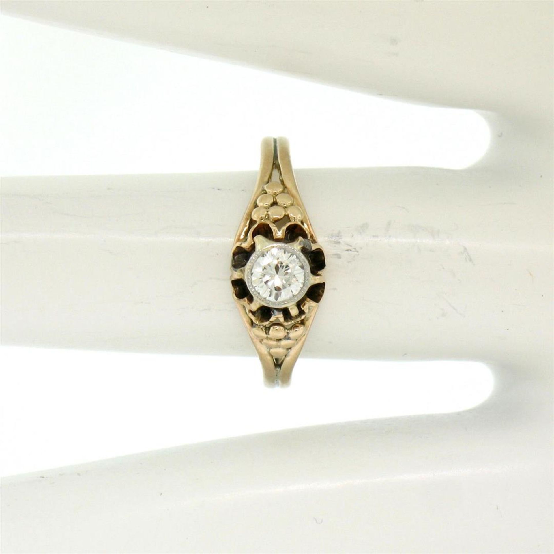 Antique 14kt Yellow and White Gold 0.30 ct Diamond Solitaire Ring - Image 8 of 8