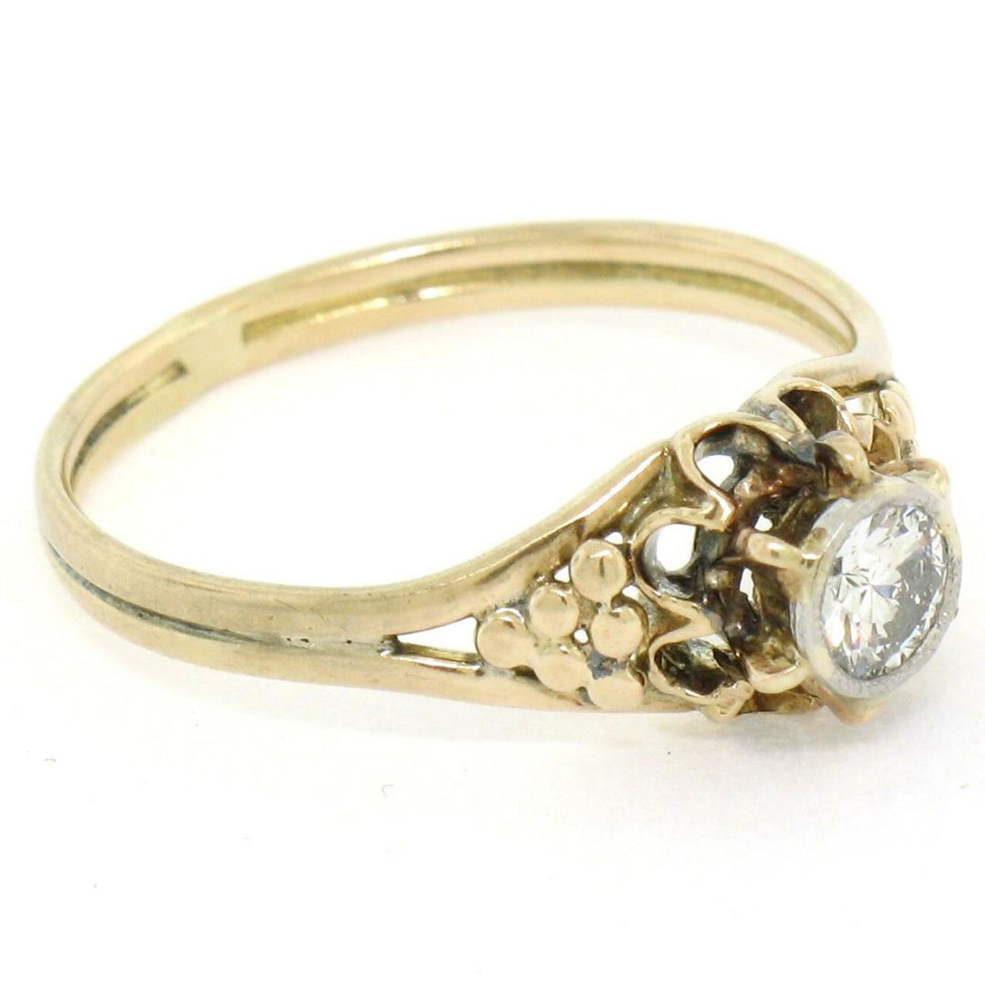 Antique 14kt Yellow and White Gold 0.30 ct Diamond Solitaire Ring - Image 5 of 8