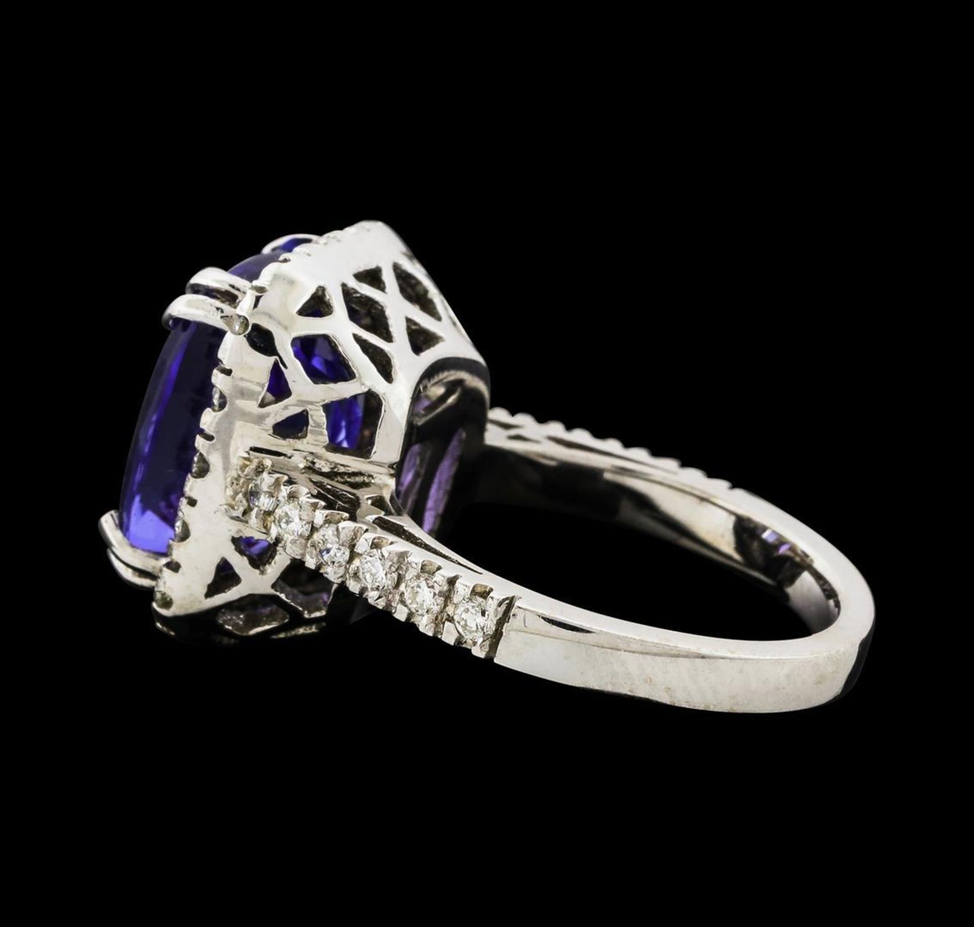 GIA Cert 9.36 ctw Tanzanite and Diamond Ring - 14KT White Gold - Image 3 of 6