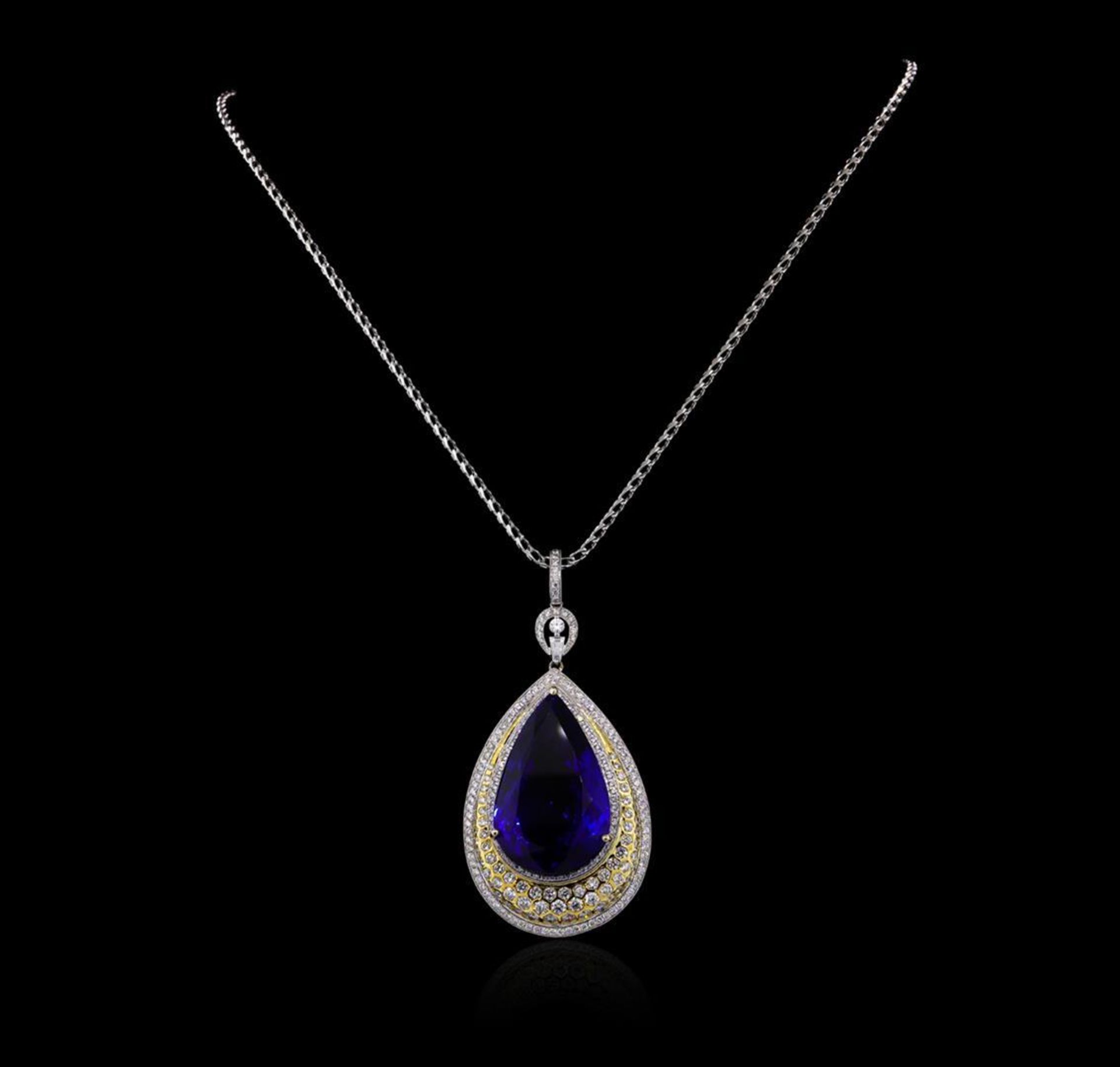 18KT White Gold GIA Certified 69.66 ctw Tanzanite and Diamond Pendant With Chain - Image 2 of 5