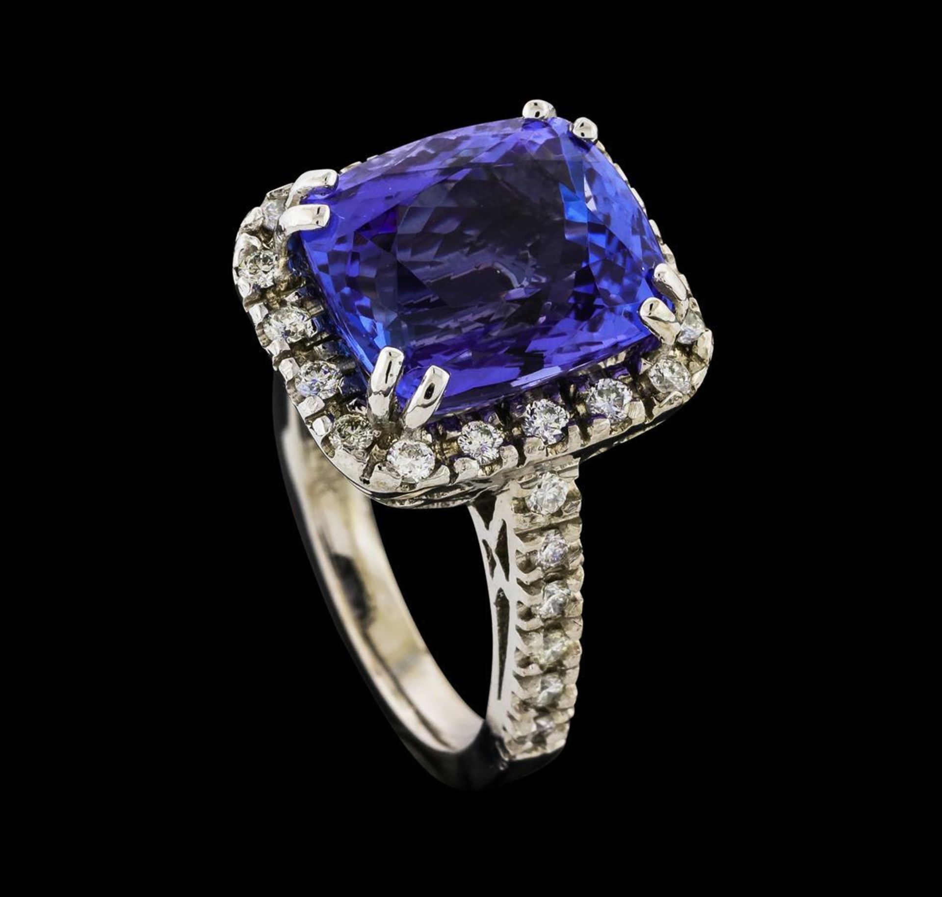 GIA Cert 9.36 ctw Tanzanite and Diamond Ring - 14KT White Gold - Image 4 of 6