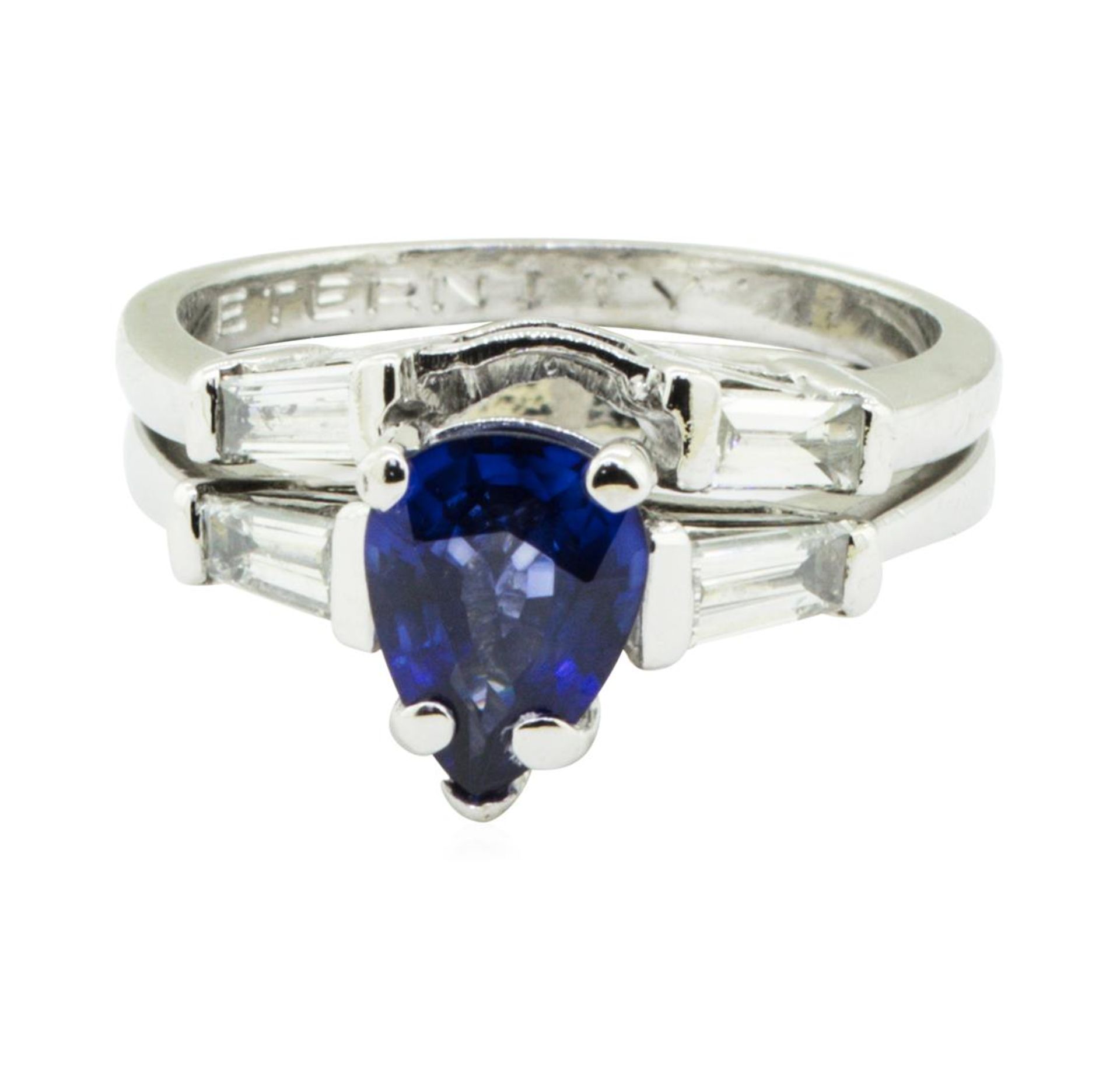 1.75 ctw Pear Brilliant Blue Sapphire And Diamond Ring - Platinum - Image 3 of 5