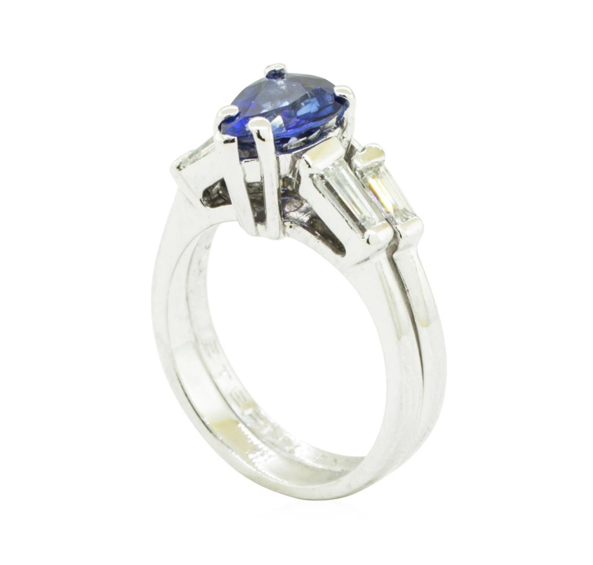1.75 ctw Pear Brilliant Blue Sapphire And Diamond Ring - Platinum - Image 4 of 5