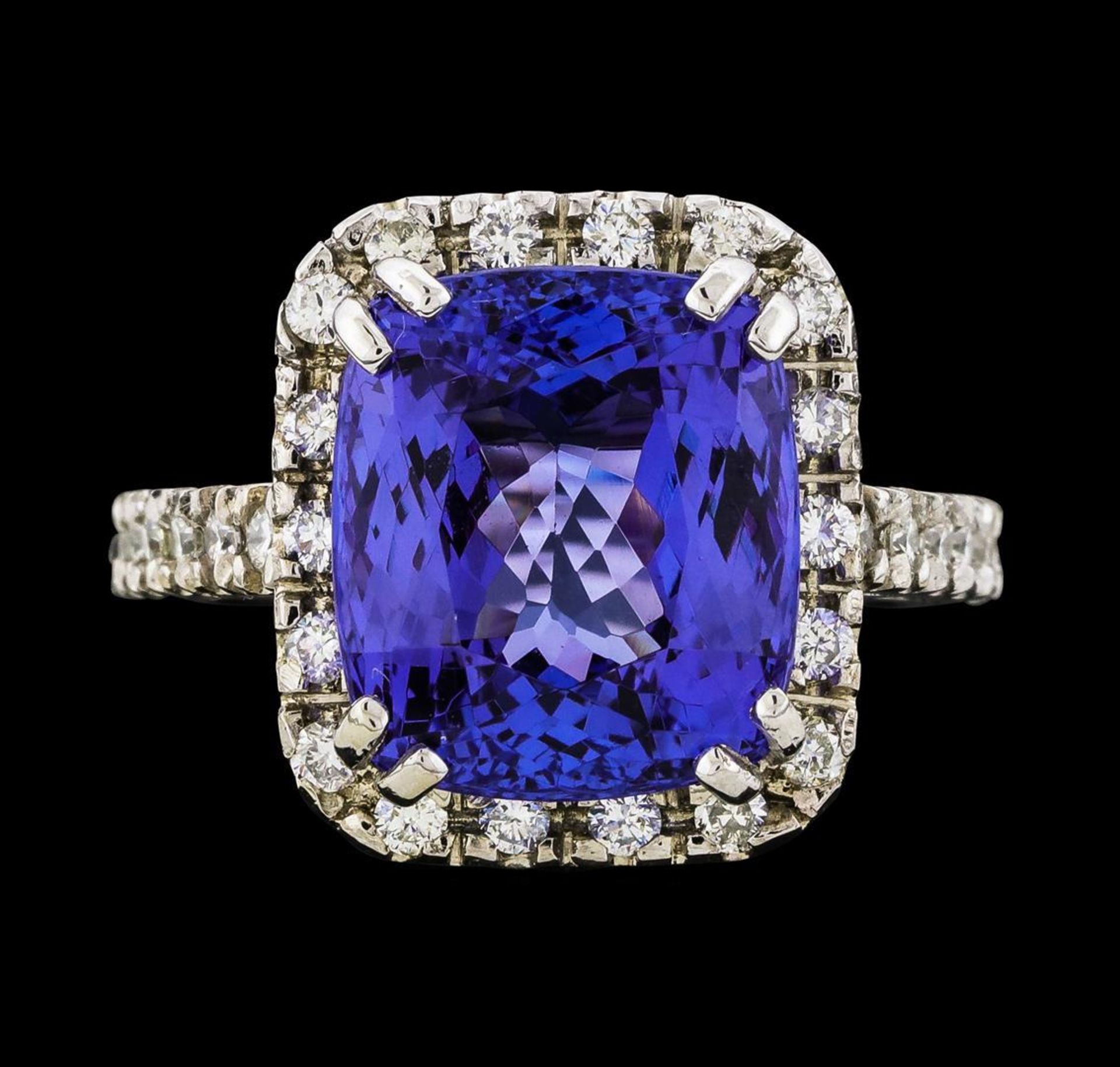 GIA Cert 9.36 ctw Tanzanite and Diamond Ring - 14KT White Gold - Image 2 of 6