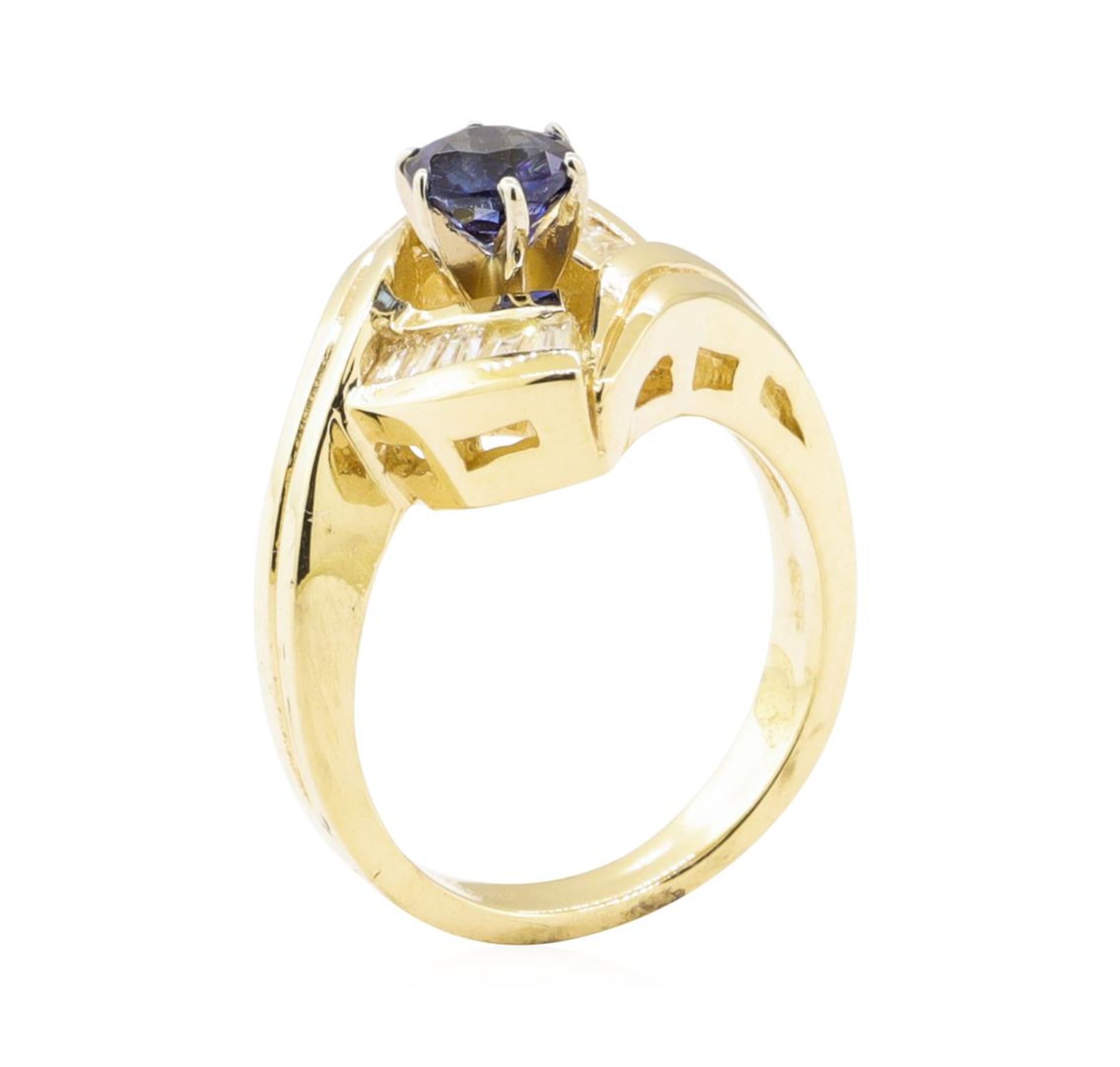 1.05 ctw Blue Sapphire And Diamond Ring - 14KT Yellow Gold - Image 4 of 5