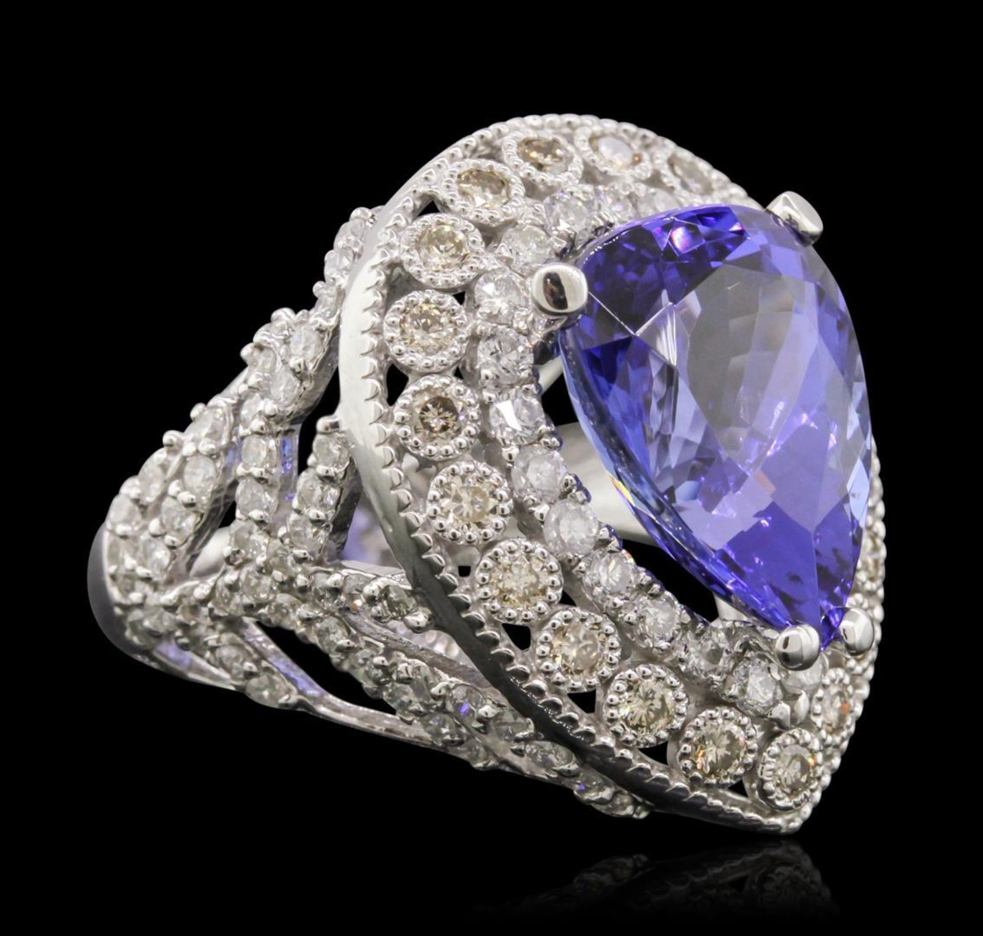 14KT White Gold 9.78 ctw Tanzanite and Diamond Ring - Image 3 of 5