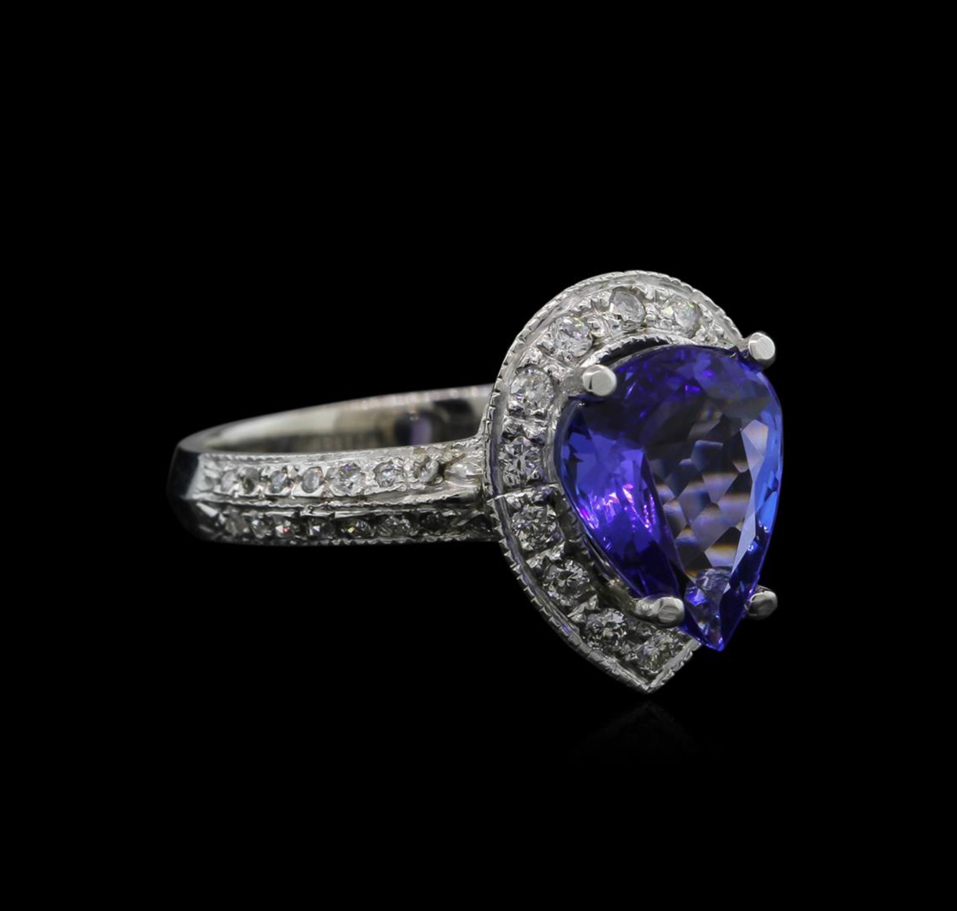 2.60 ctw Tanzanite and Diamond Ring - 14KT White Gold