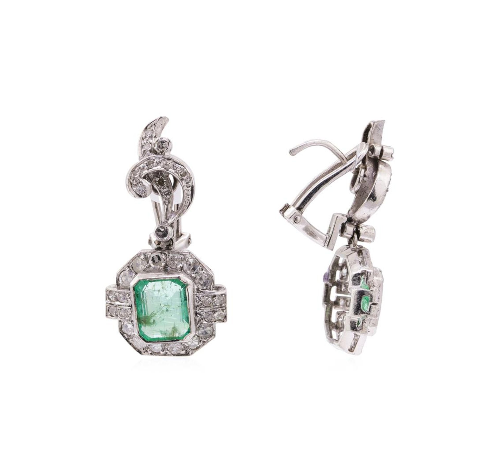 7.80 ctw Emerald And Diamond Ring And Earrings - 14KT White Gold - Image 6 of 7