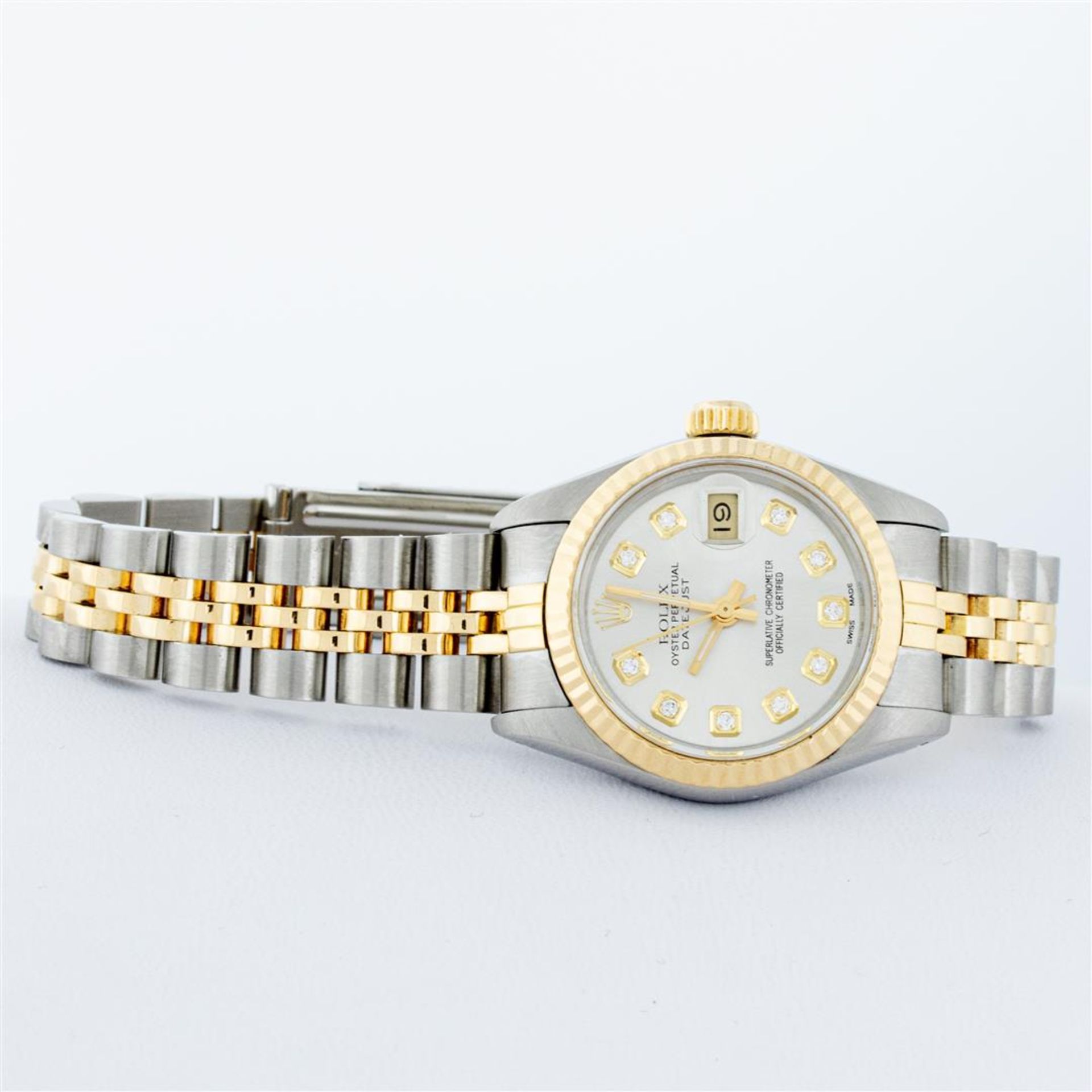 Rolex Ladies 2 Tone Silver Diamond 26MM Datejust Wristwatch - Image 4 of 9