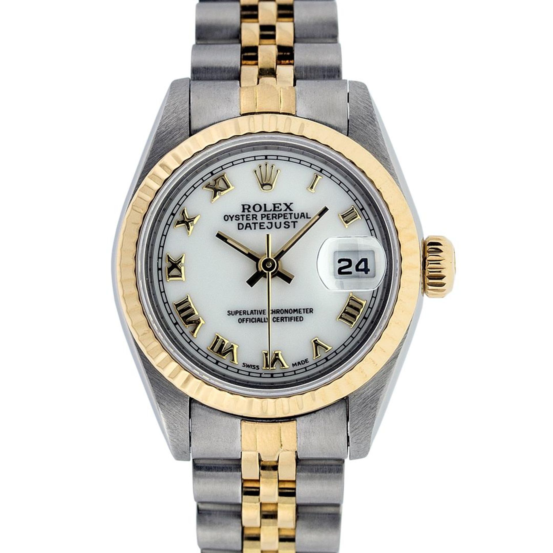 Rolex Ladies Quickset 2T 18K MOP Roman Datejust Oyster Perpetaul Wristwatch 26MM - Image 2 of 9