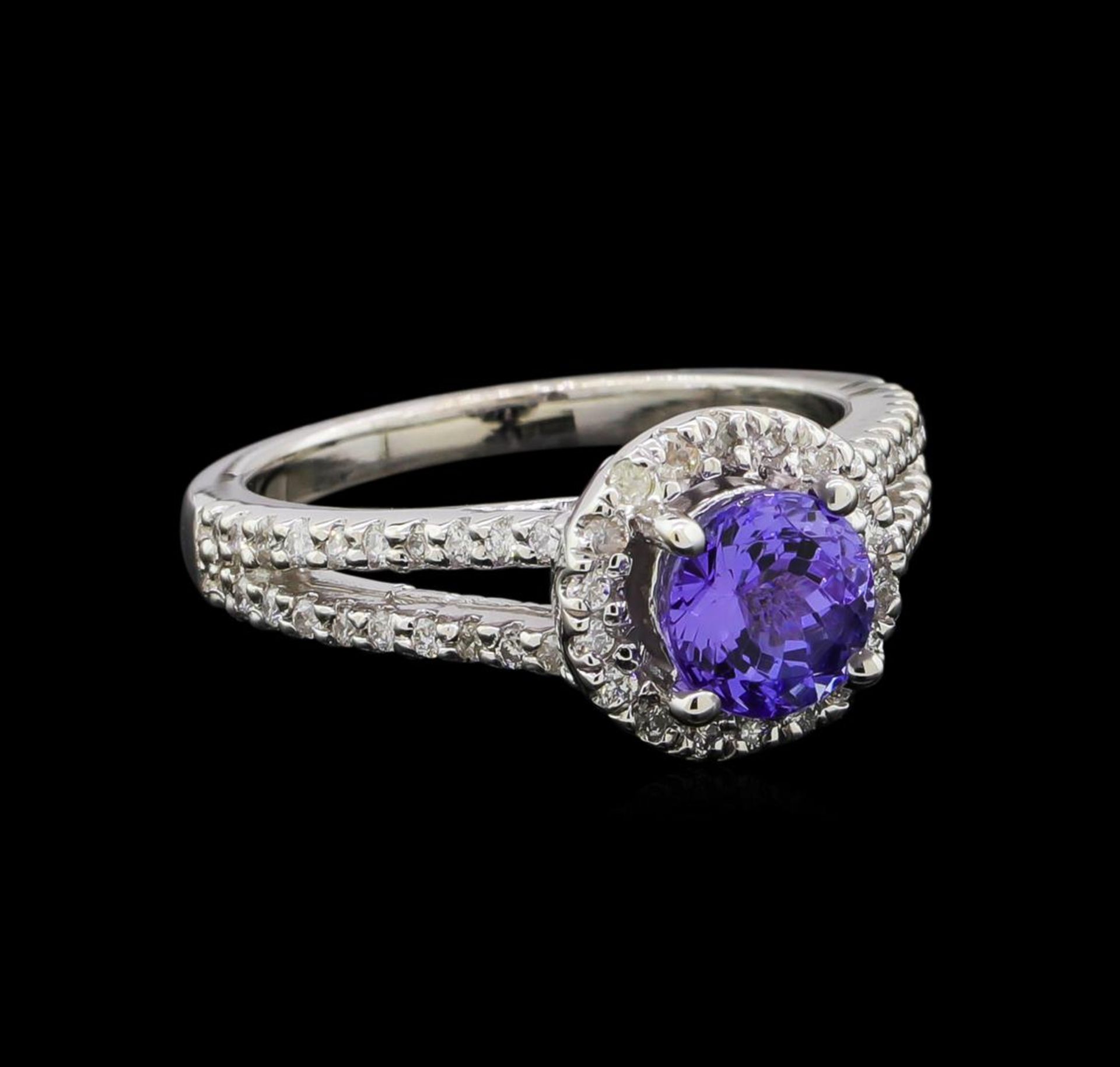 1.37 ctw Tanzanite and Diamond Ring - 14KT White Gold