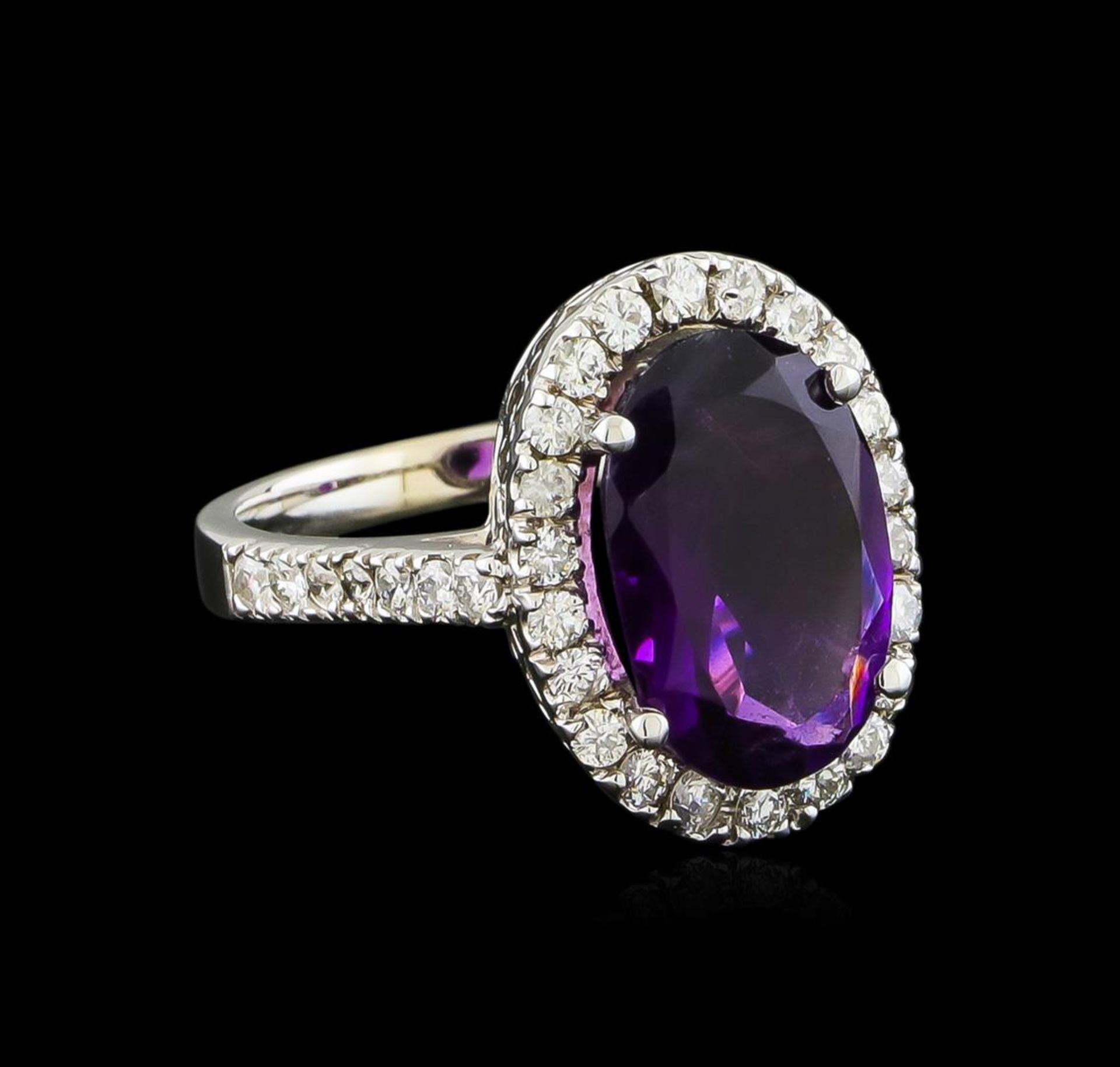 3.58ct Amethyst and Diamond Ring - 14KT White Gold