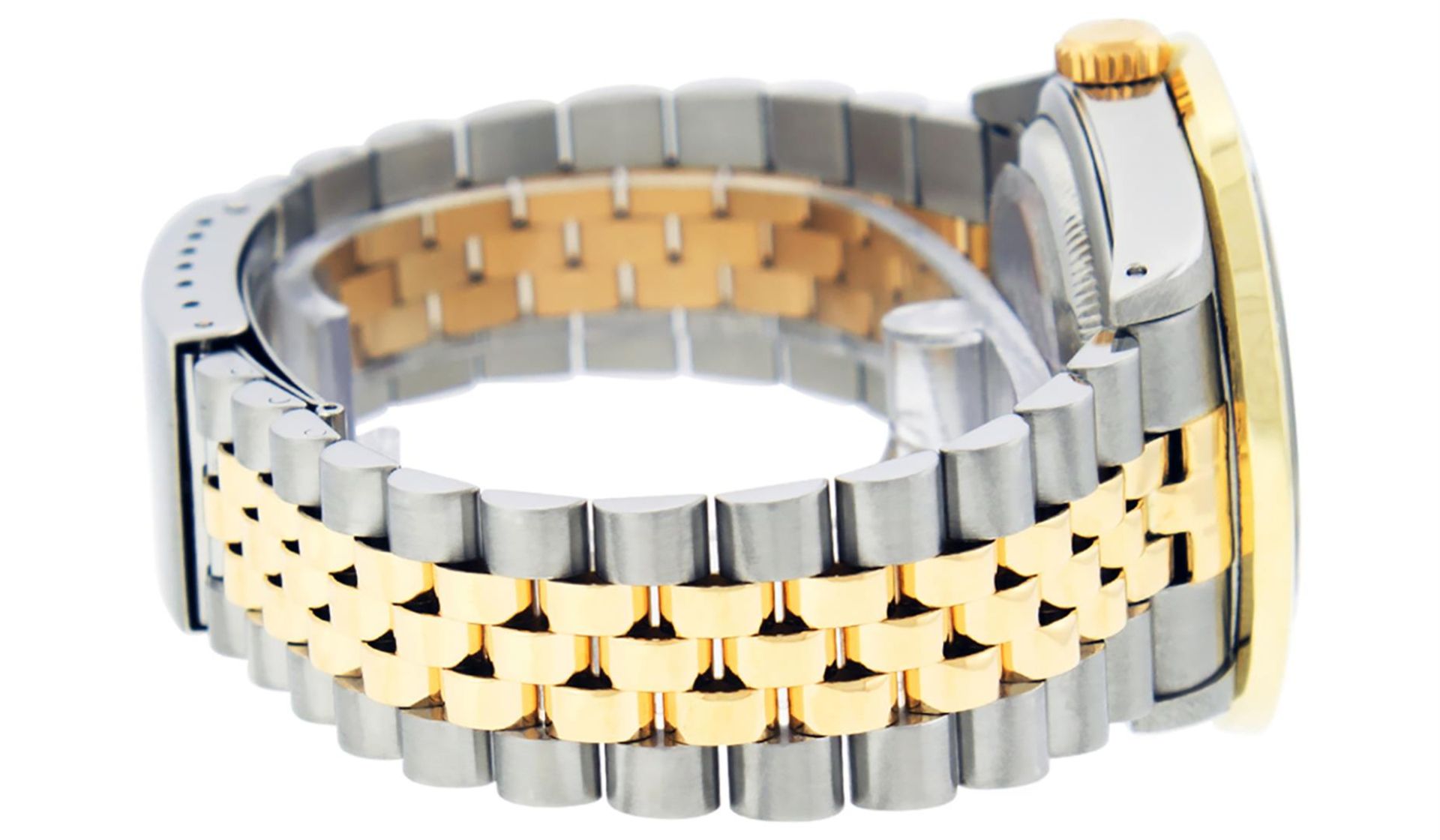 Rolex Mens 2 Tone Black String VS 3ctw Channel Set Diamond Datejust Wristwatch - Image 3 of 8
