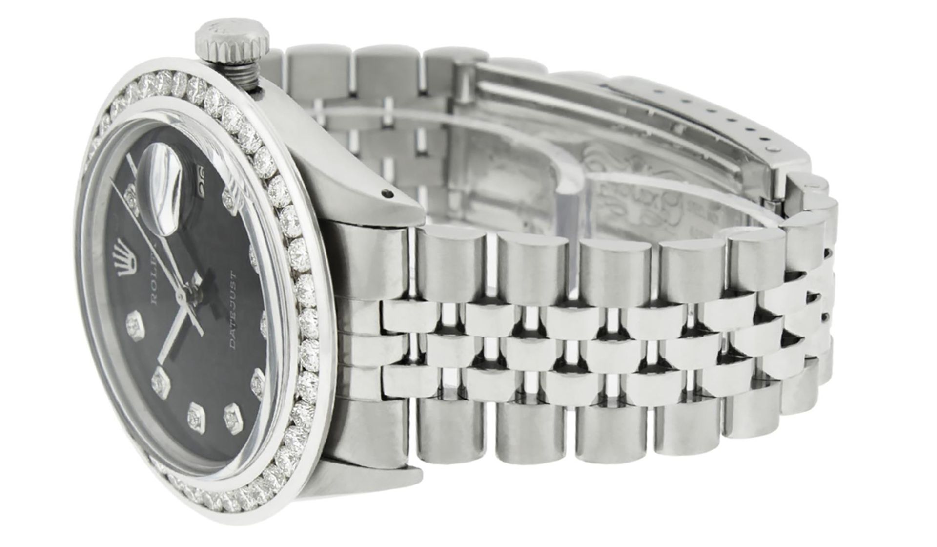 Rolex Mens Stainless Steel Black Jubilee 3ctw Diamond Datejust Wristwatch 36MM W - Image 3 of 9