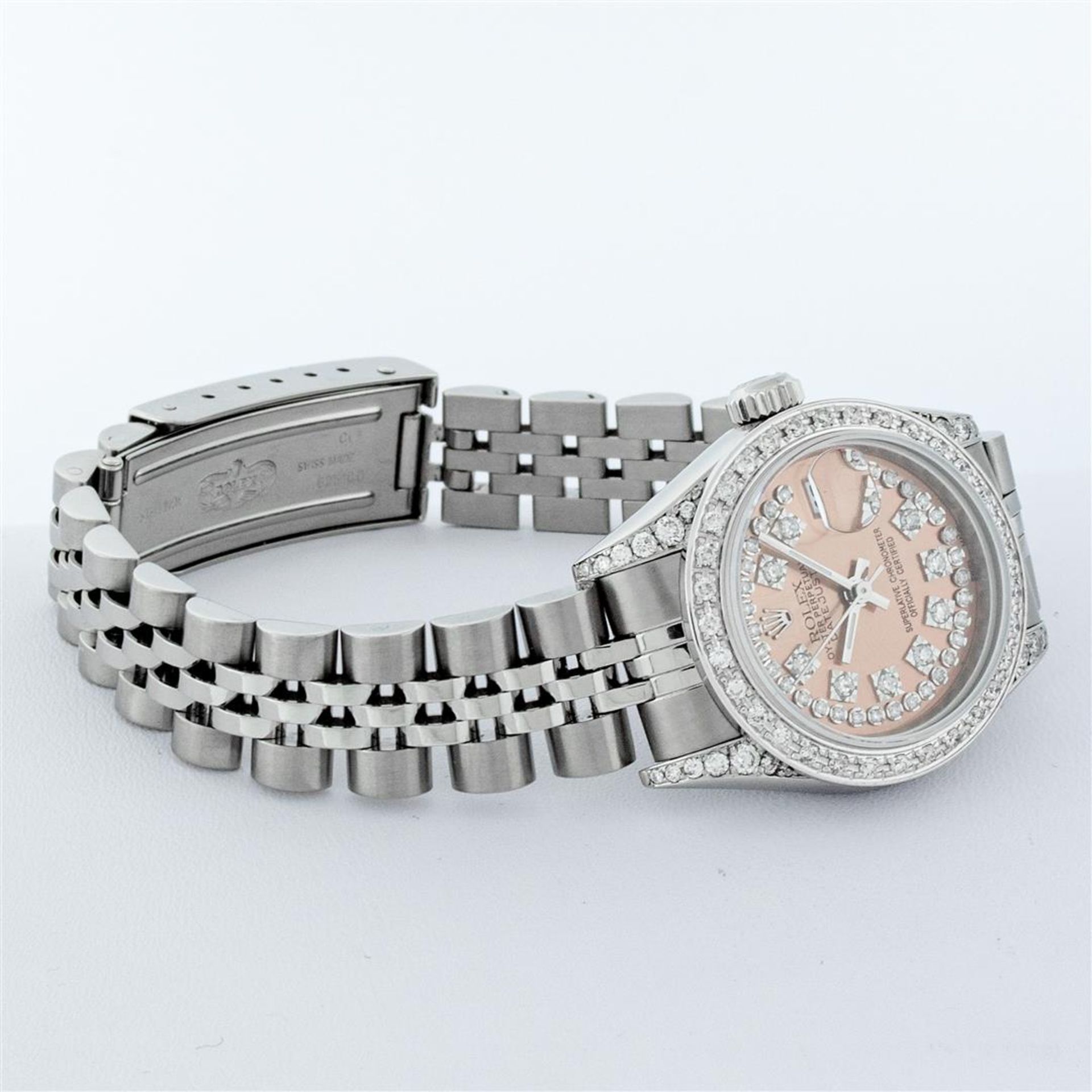Rolex Ladies Stainless Steel Quickset Salmon Diamond Lugs Jubilee Datejust Wrist - Image 5 of 9