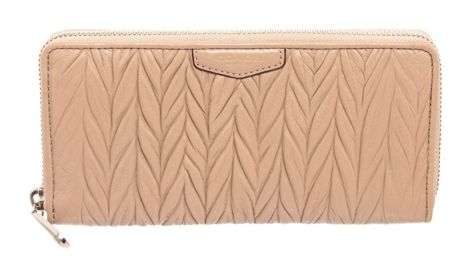 Coach Beige Gathered Leather Zippy Wallet