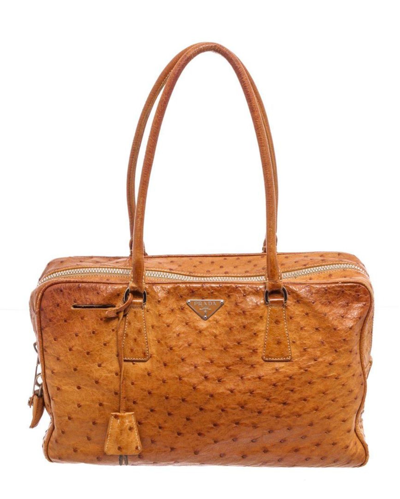 Prada Brown Ostrich Leather Shoulder Bag