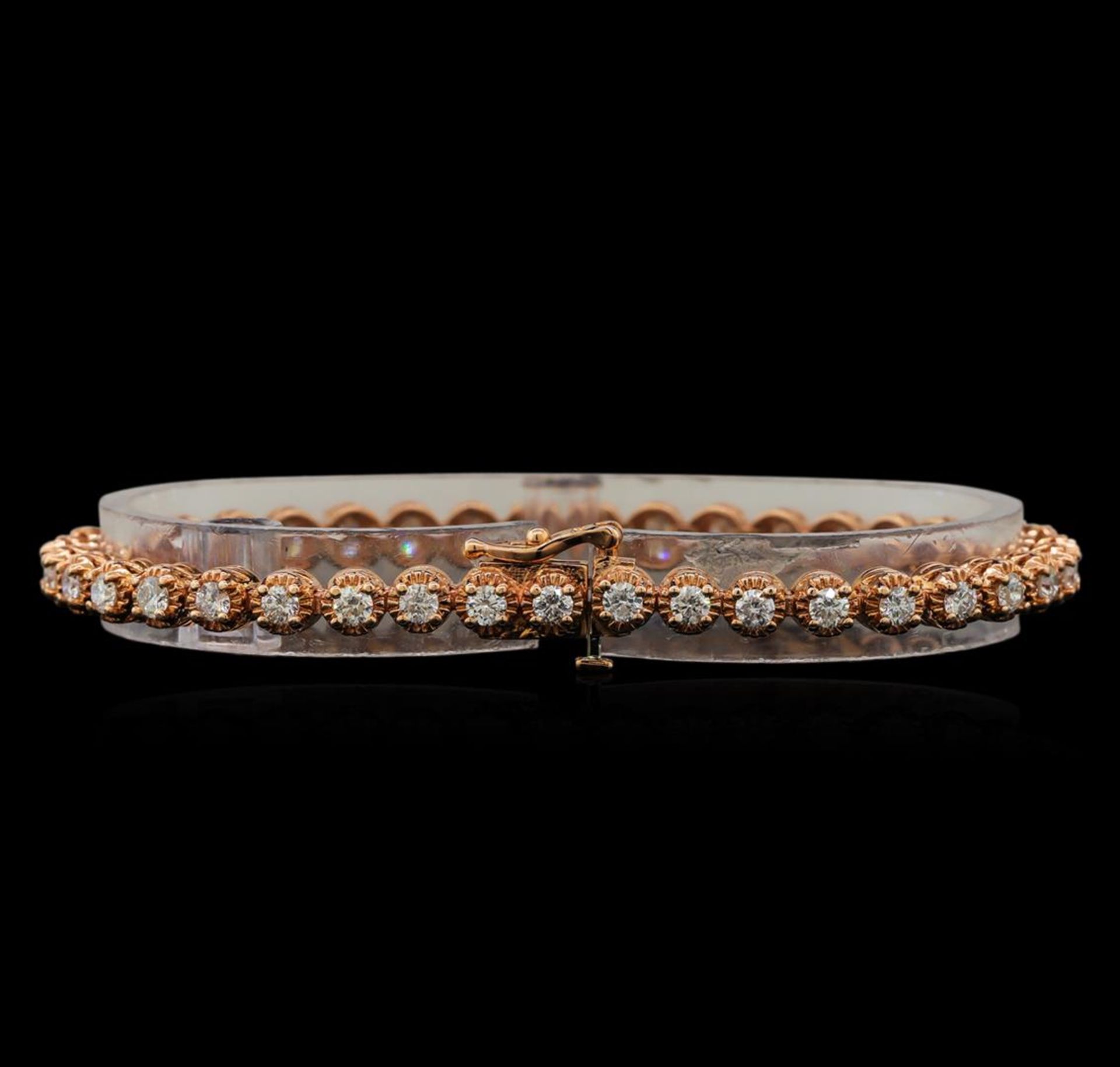 14KT Rose Gold 3.28 ctw Diamond Tennis Bracelet - Image 2 of 4