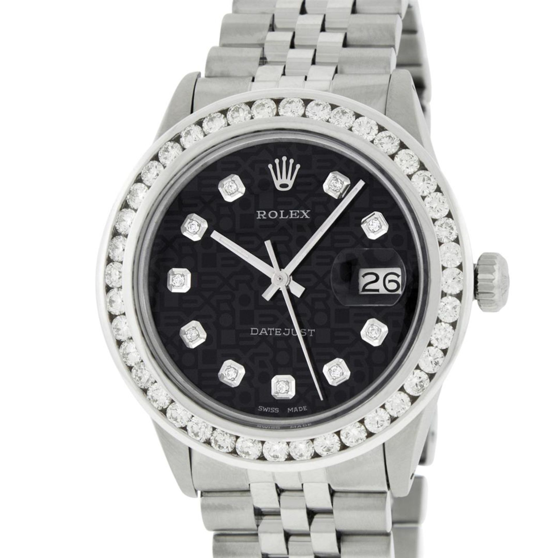 Rolex Mens Stainless Steel Black Jubilee 3ctw Diamond Datejust Wristwatch 36MM W - Image 2 of 9