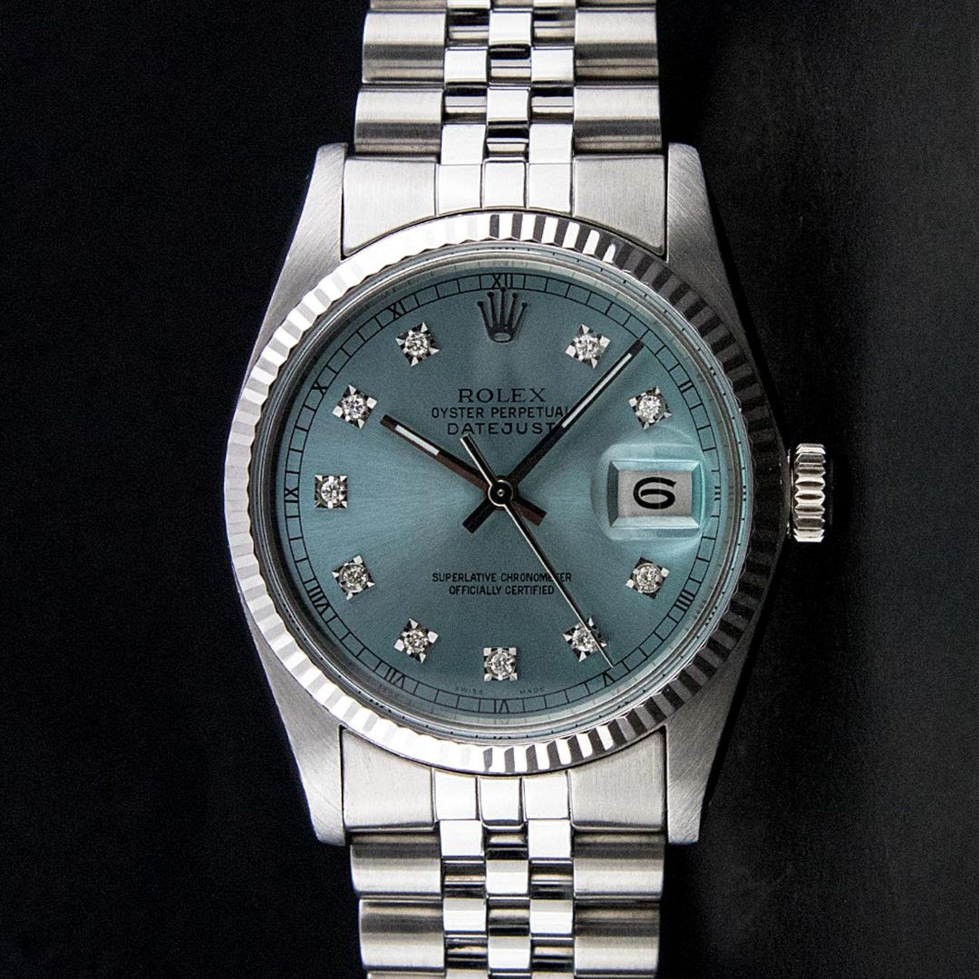 Rolex Mens Stainless Steel Ice Blue Diamond Oyster Perpetual 36MM Datejust Wrist - Image 2 of 9
