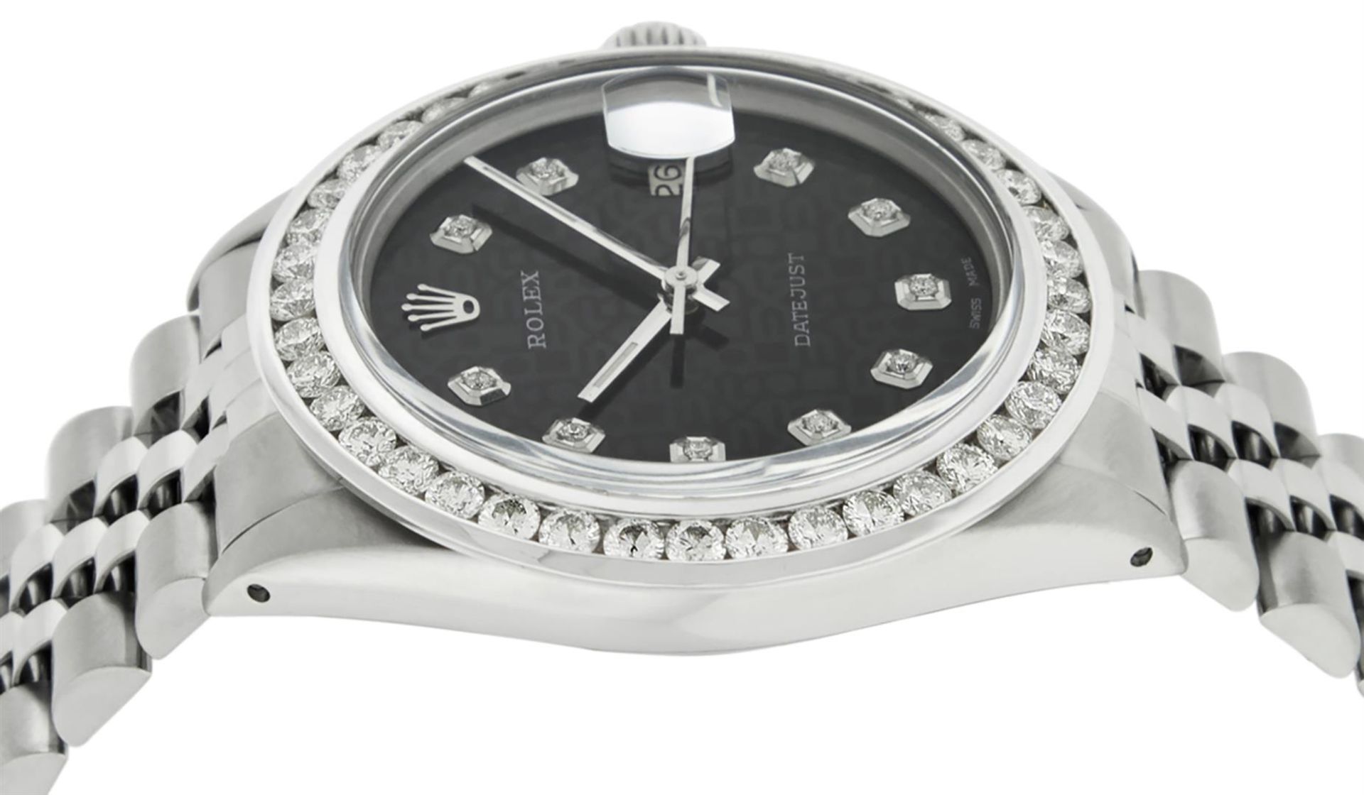 Rolex Mens Stainless Steel Black Jubilee 3ctw Diamond Datejust Wristwatch 36MM W - Image 7 of 9