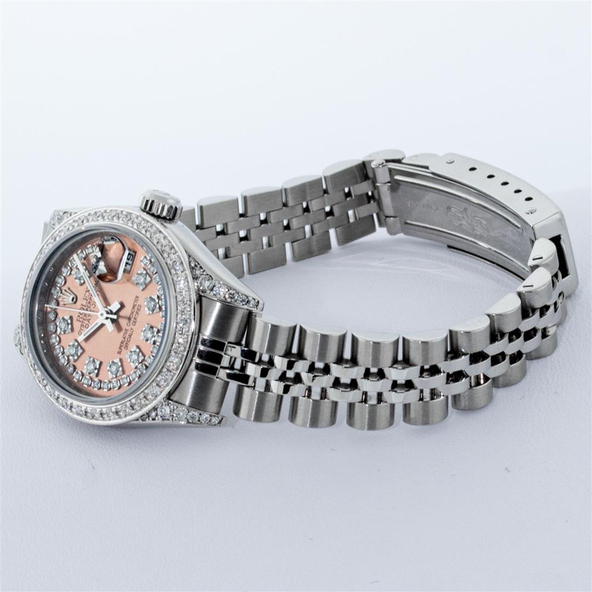 Rolex Ladies Stainless Steel Quickset Salmon Diamond Lugs Jubilee Datejust Wrist - Image 4 of 9