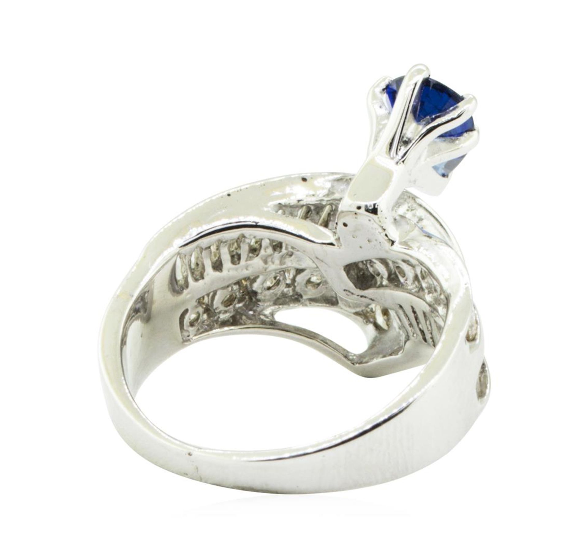 1.96 ctw Pear Brilliant Blue Sapphire And Diamond Ring - 14KT White Gold - Image 3 of 5