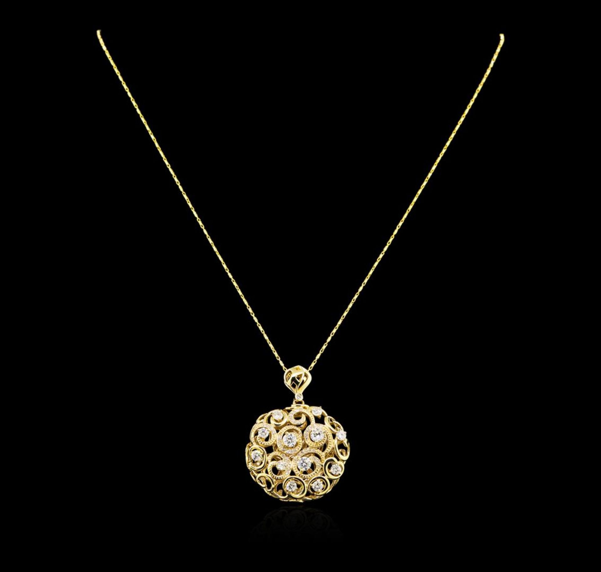 14KT Yellow Gold 1.85 ctw Diamond Pendant With Chain