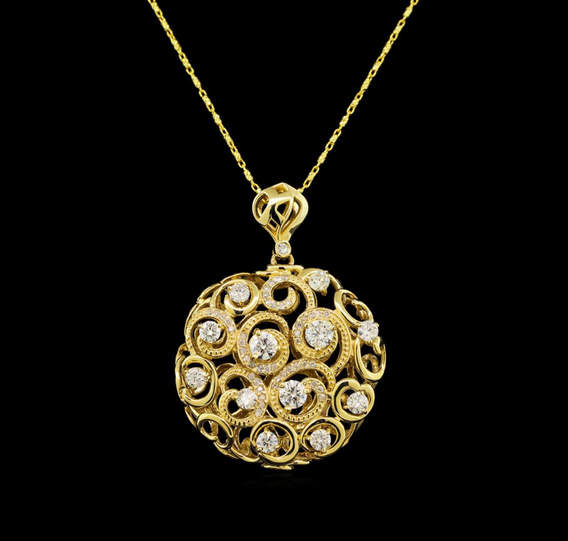 14KT Yellow Gold 1.85 ctw Diamond Pendant With Chain - Image 2 of 3