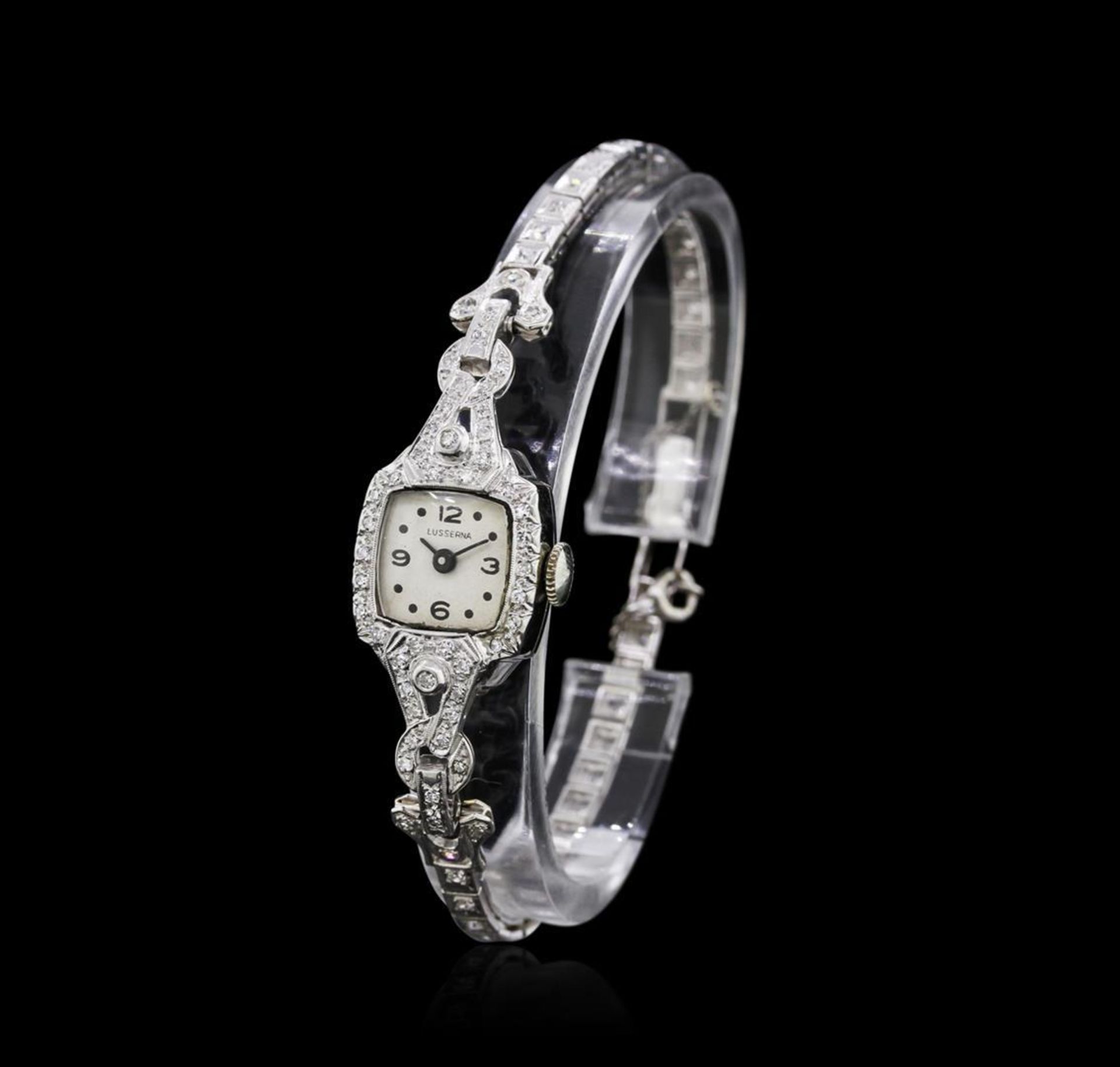 Lusserna for Macy's Platinum Diamond Vintage Ladies Watch - Image 2 of 5