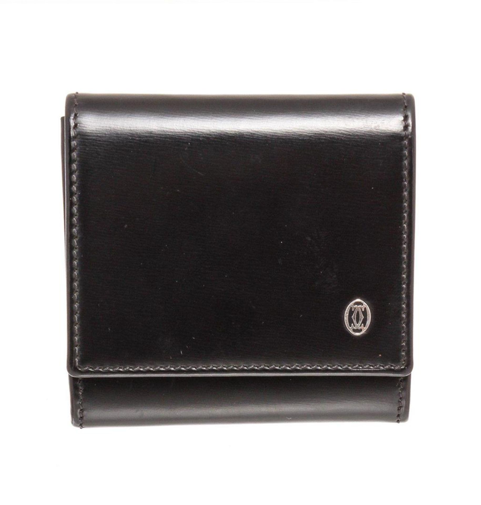 Cartier Black Leather Square Coin Purse Wallet