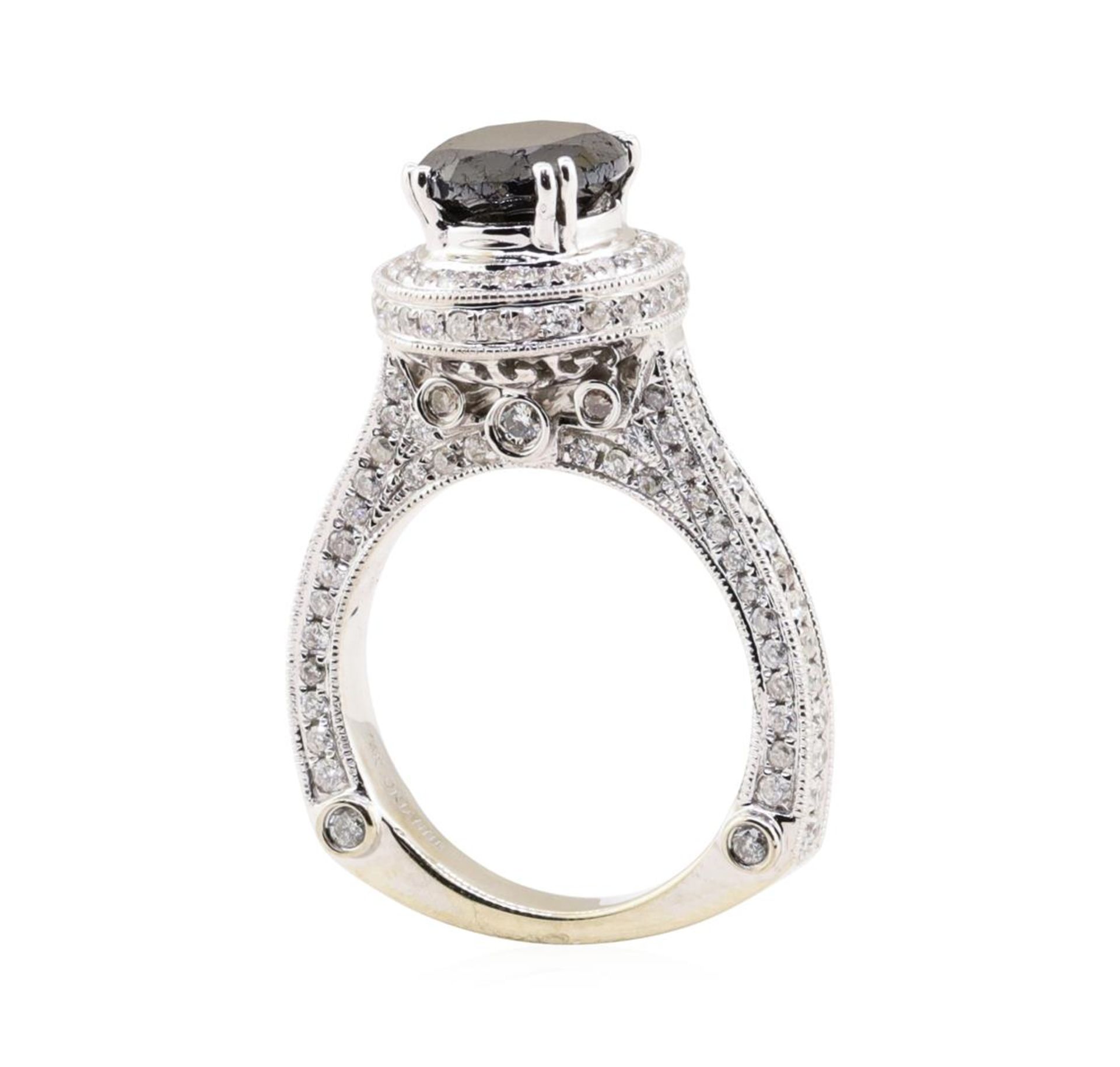 2.40 ct Black Diamond and Diamond Ring - 14KT White Gold - Image 4 of 5