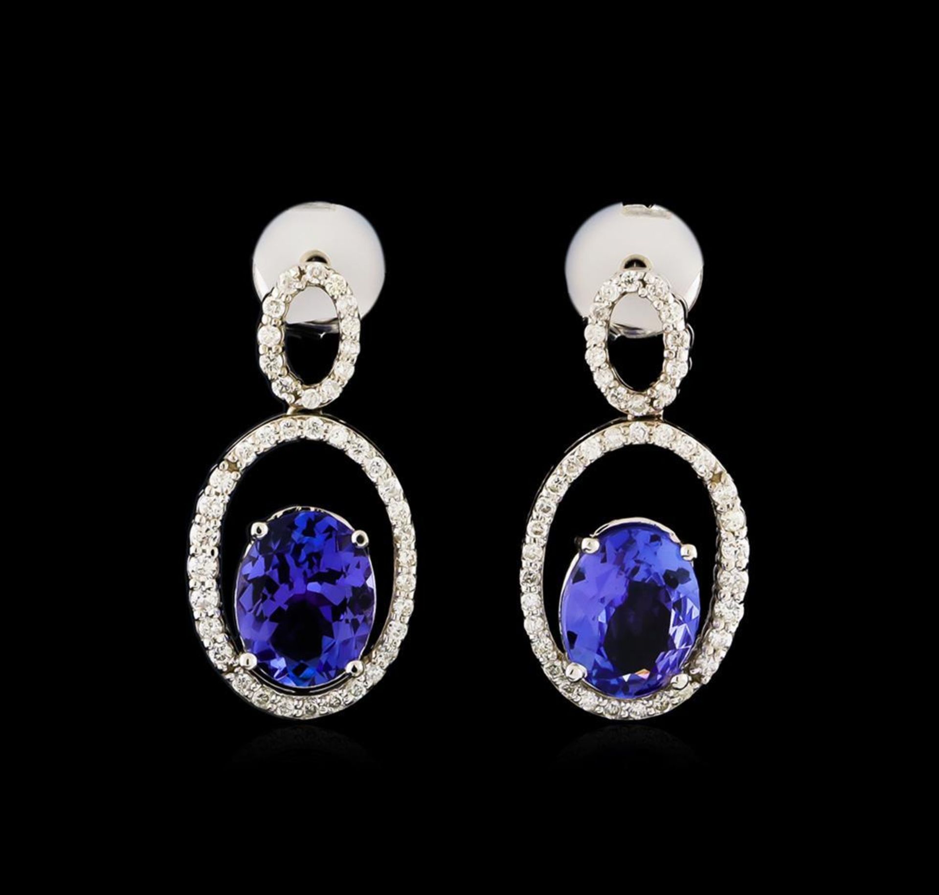 3.58ctw Tanzanite and Diamond Earrings - 14KT White Gold