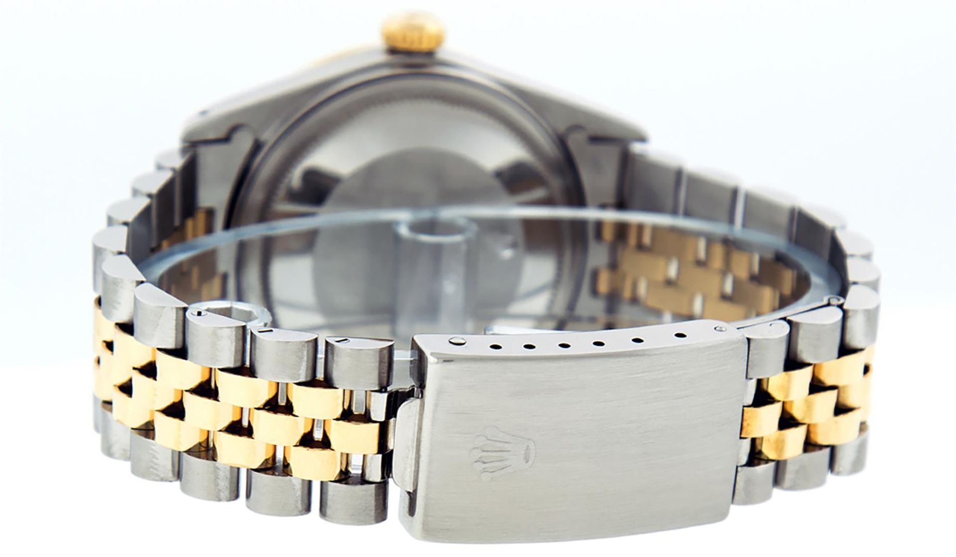 Rolex Mens 2 Tone Black String Diamond & Sapphire 36MM Datejust Wristwatch - Image 8 of 9