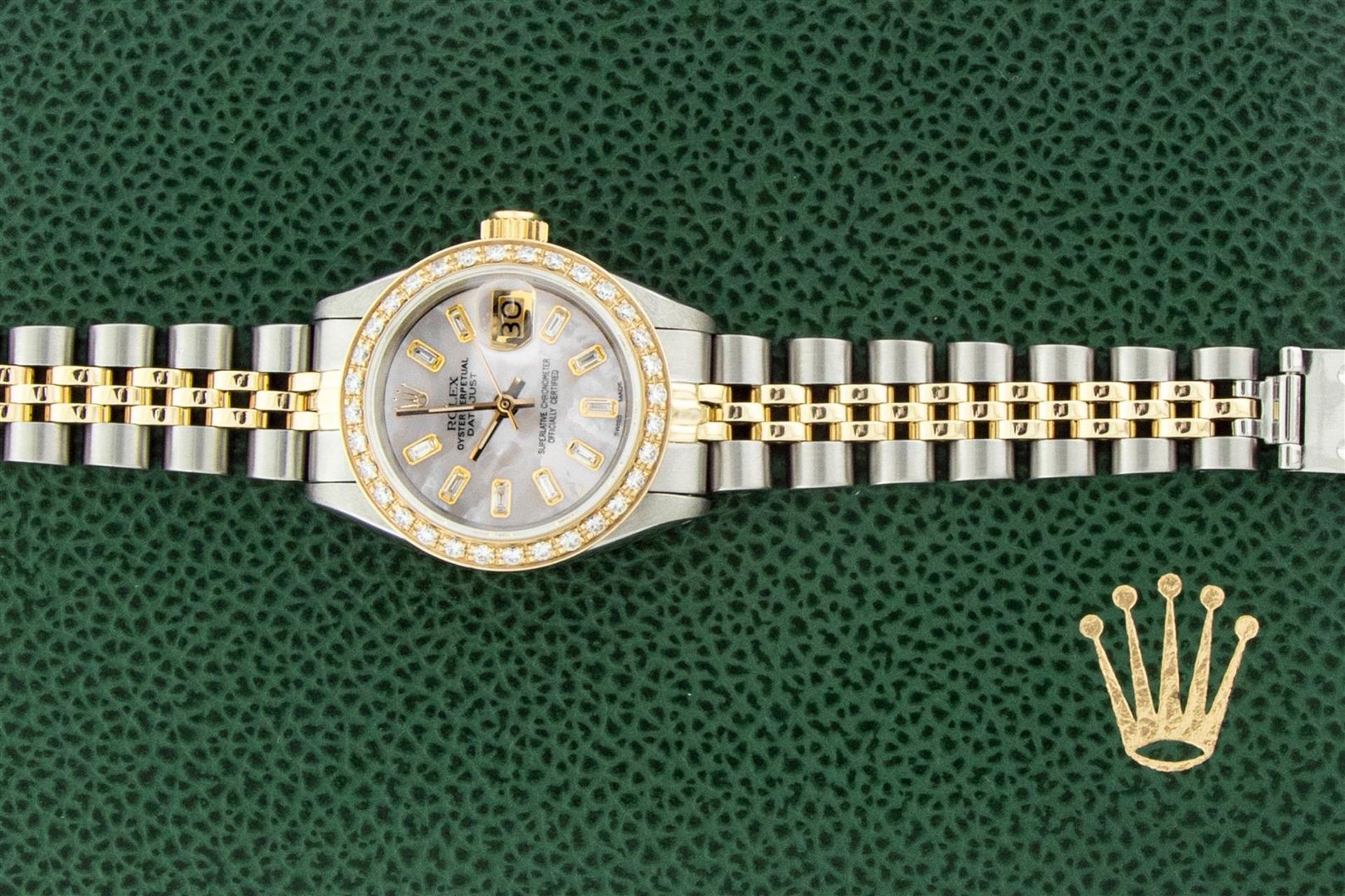 Ladies Datejust 26 YG/SS MOP Baguette Diamond Dial Oyster Perpetual - Image 3 of 8