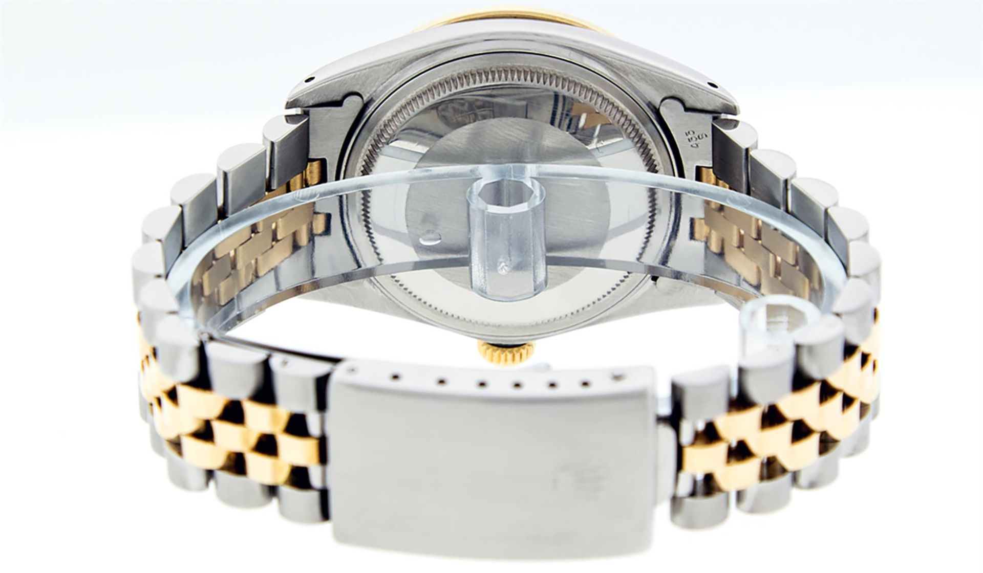 Rolex Mens 2 Tone Black String Diamond & Sapphire 36MM Datejust Wristwatch - Image 7 of 9