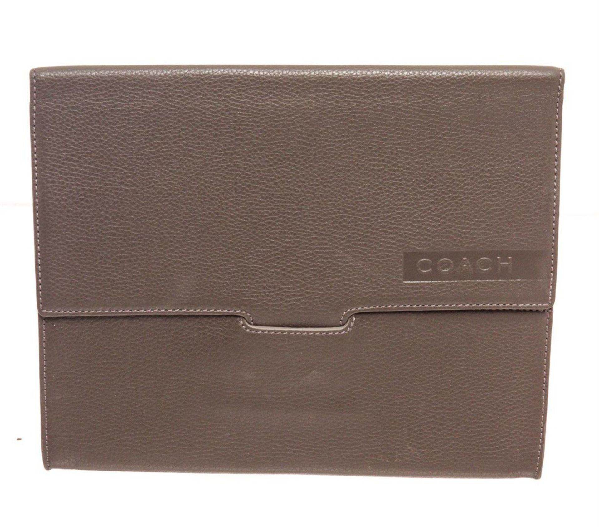 Coach Grey Pebbled Leather Tablet Sleeve