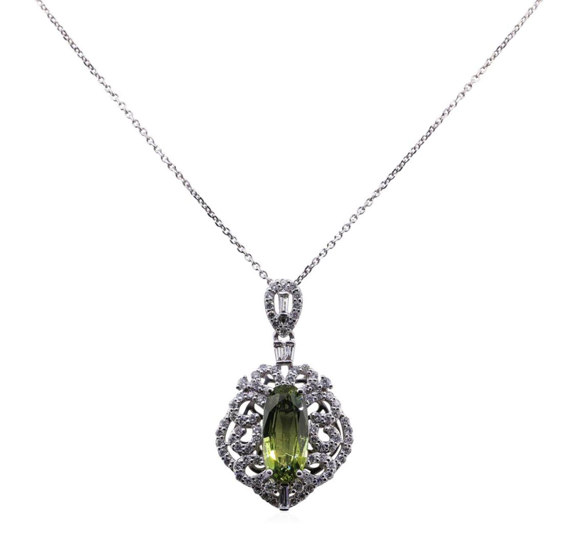 3.19ct Sapphire and Diamond Pendant With Chain - Platinum
