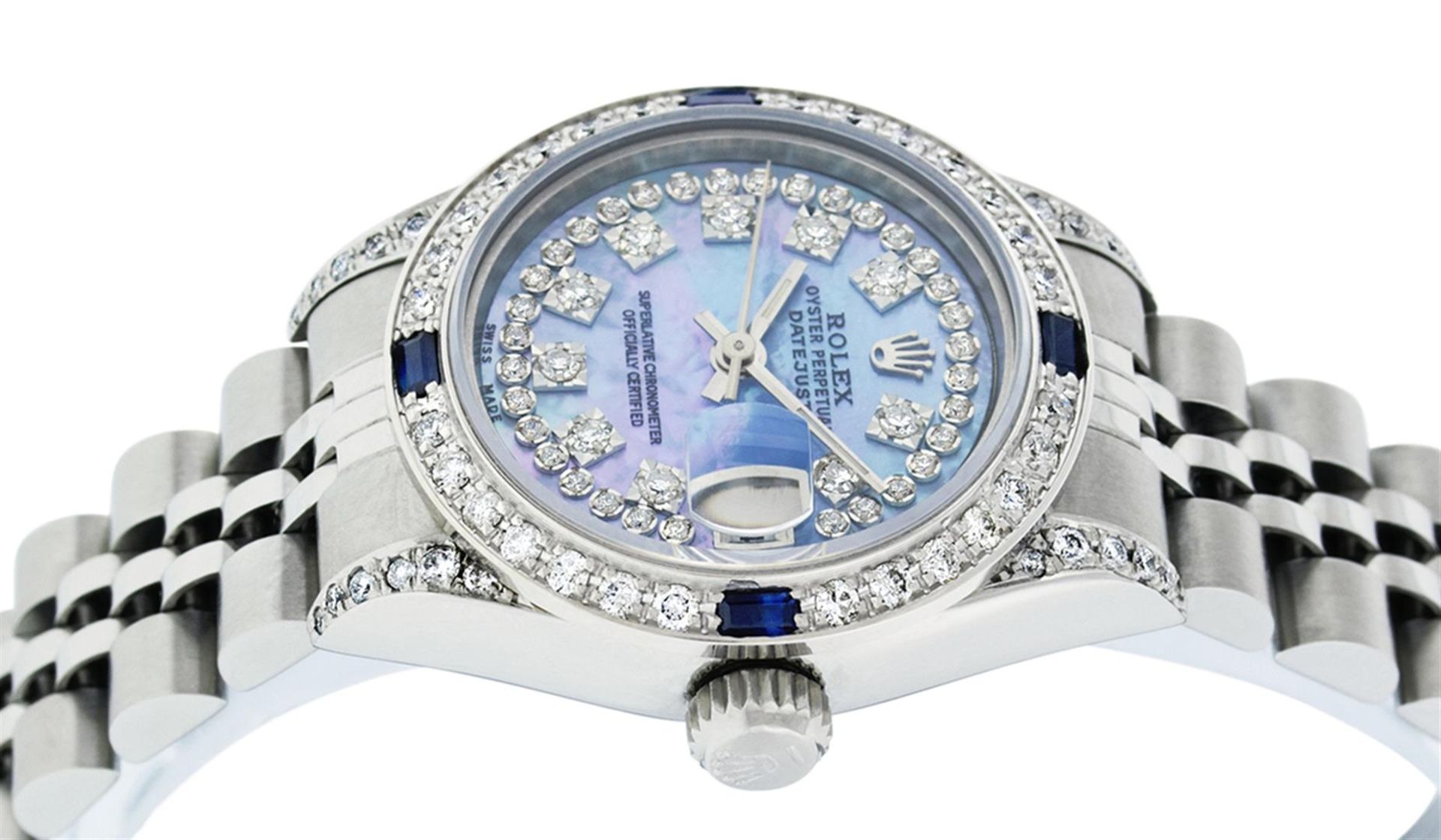 Rolex Ladies Stainless Steel Quickset Blue MOP Diamond Lugs Datejust Wristwatch - Image 2 of 7